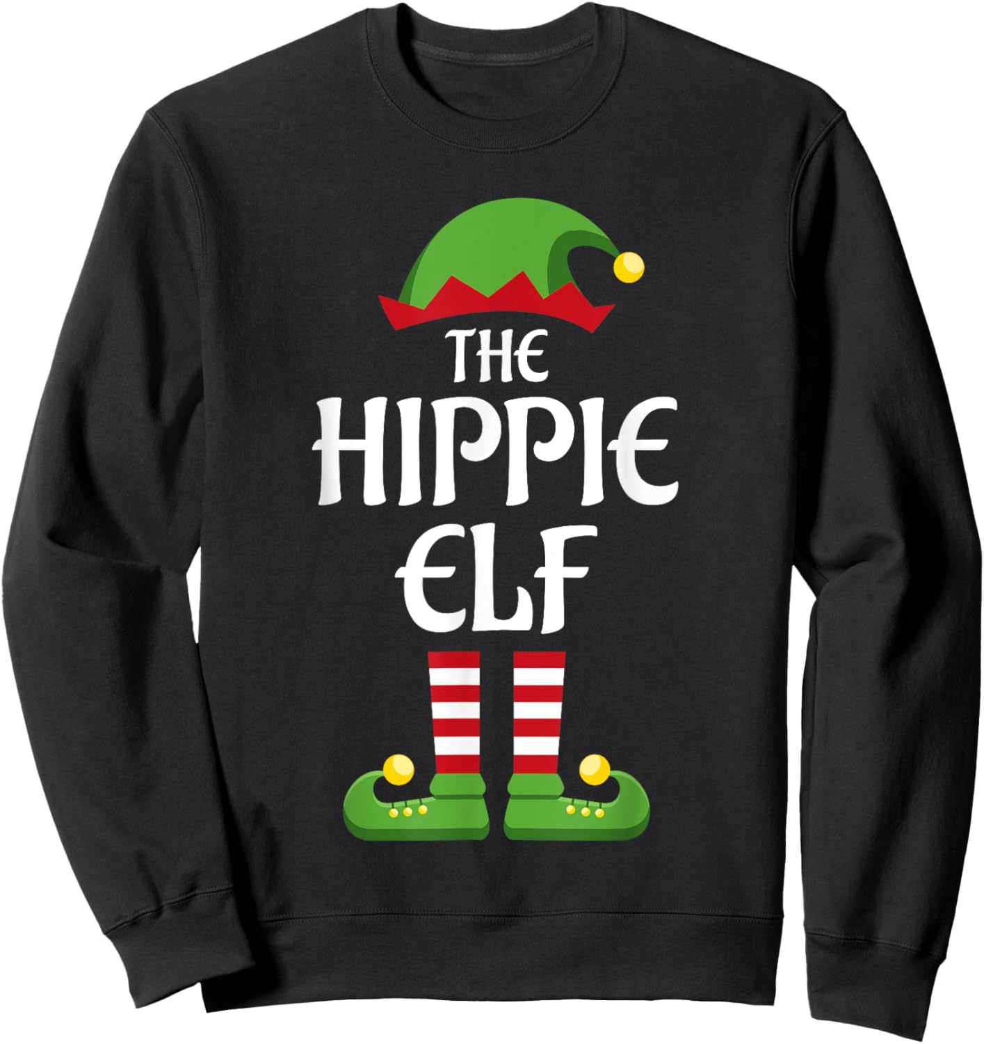 Hippie Elf Family Matching Group Christmas Sweatshirt - Sweatshirt | Black