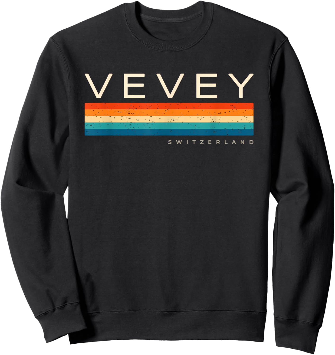 Vevey Switzerland Retro Design Sweatshirt - Sweatshirt | Black
