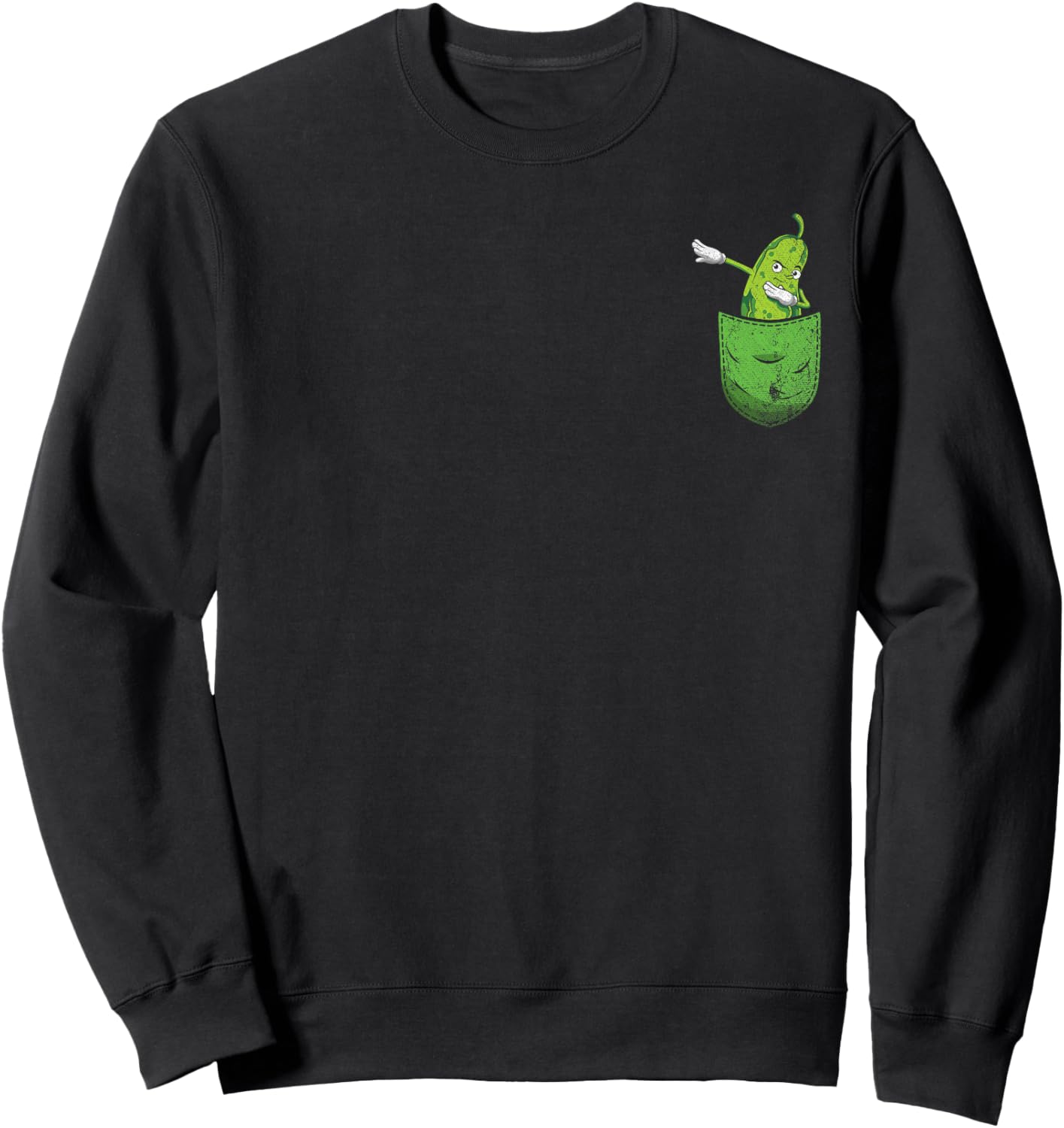 Cute Pocket Cucumber Vegetable Lover Funny Dabbing Pickle Sweatshirt - Sweatshirt | Black