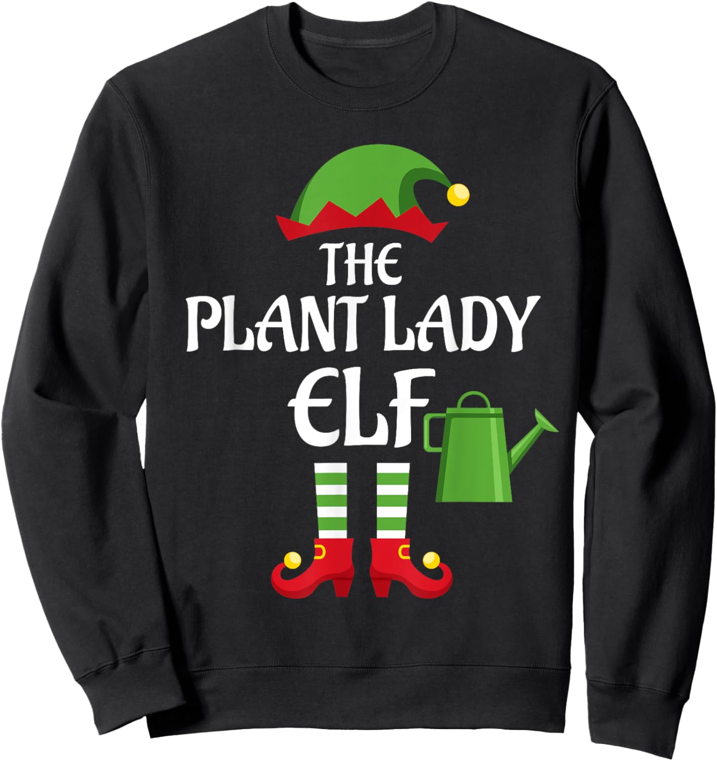 Plant Lady Elf Family Matching Group Christmas Sweatshirt - Sweatshirt | Black