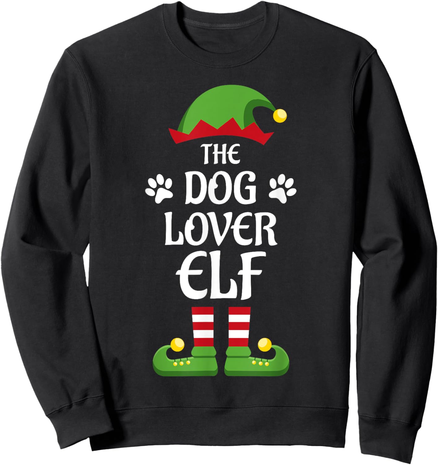 Dog Lover Elf Family Matching Group Christmas Women Kids Sweatshirt - Sweatshirt | Black