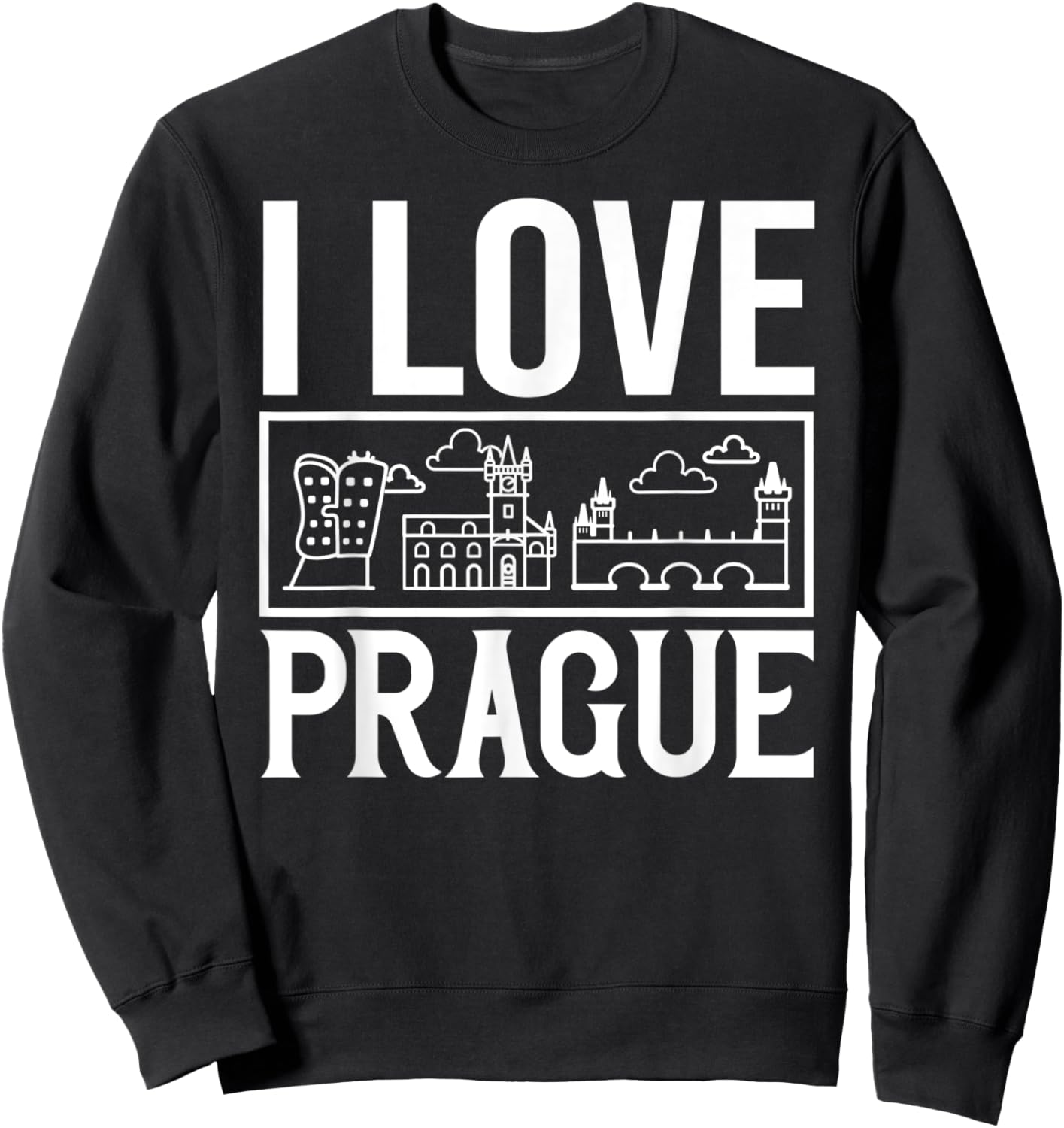 Prague Czech Republic City Skyline Map Travel Sweatshirt - Sweatshirt | Black