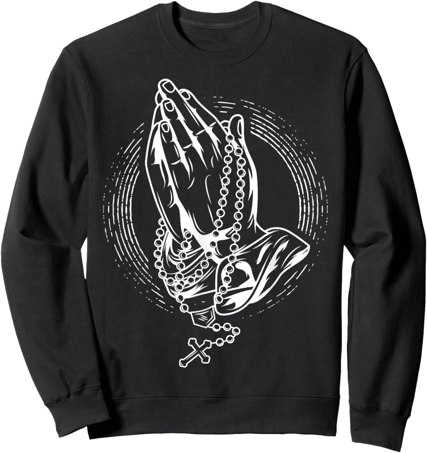 Praying hands with rose and rosary Sweatshirt - Sweatshirt | Black