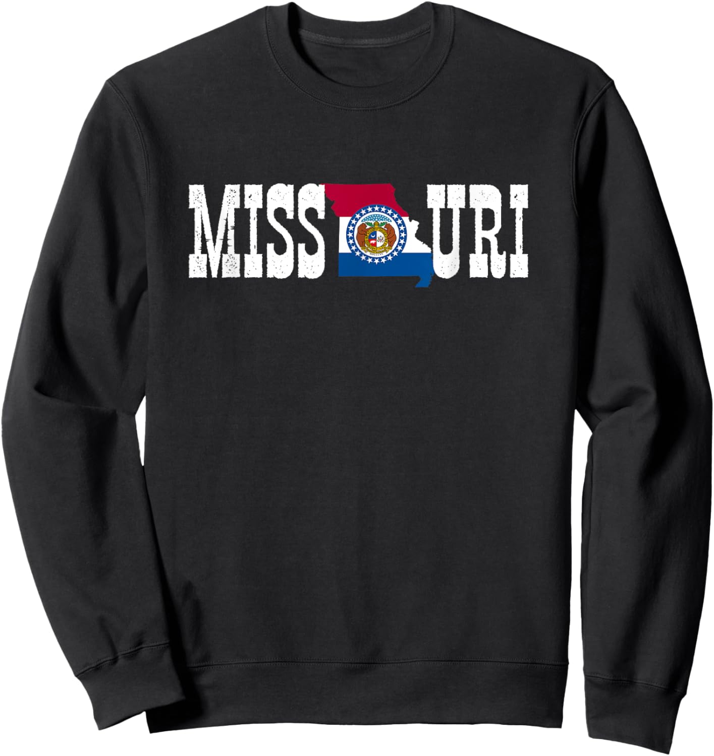 Missouri State and Missouri Flag with Pride for Missouri Sweatshirt - Sweatshirt | Black