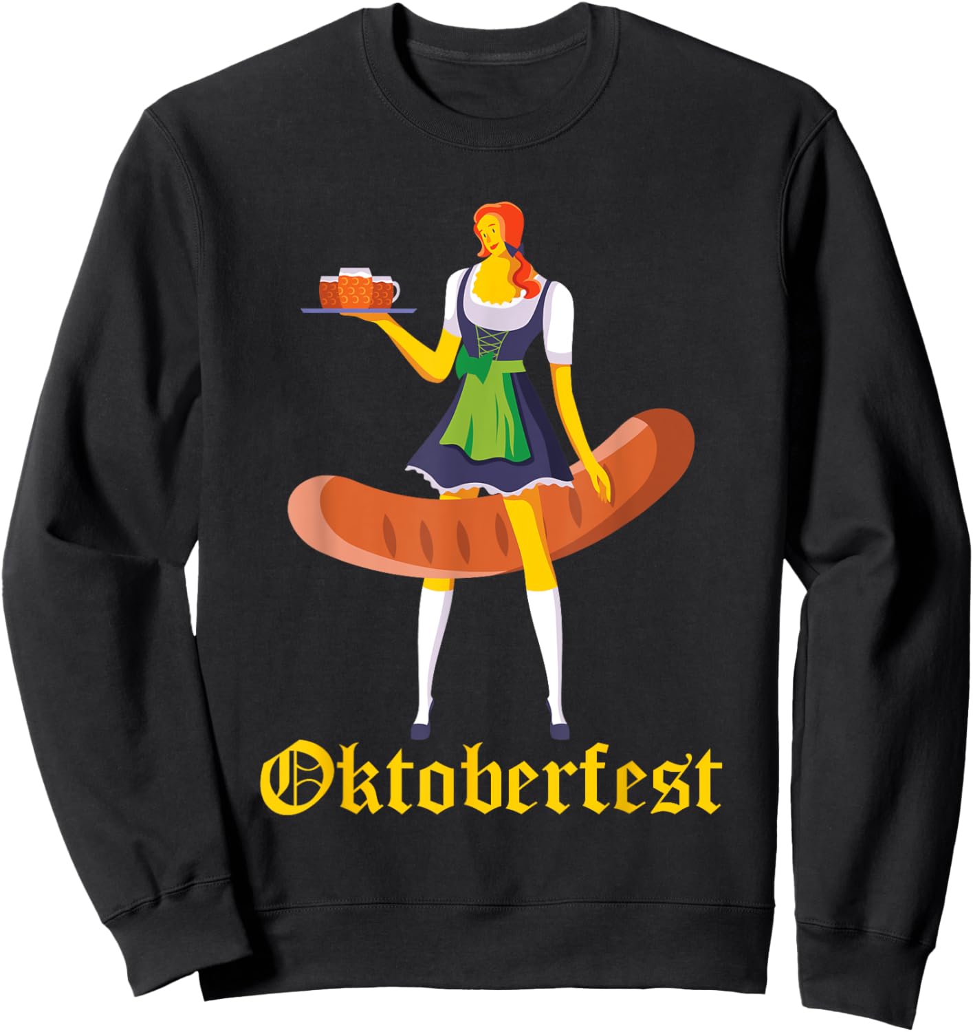 Barmaid Oktoberfest Funny German Woman Dirndl Bratwurst Sweatshirt - Sweatshirt | Black