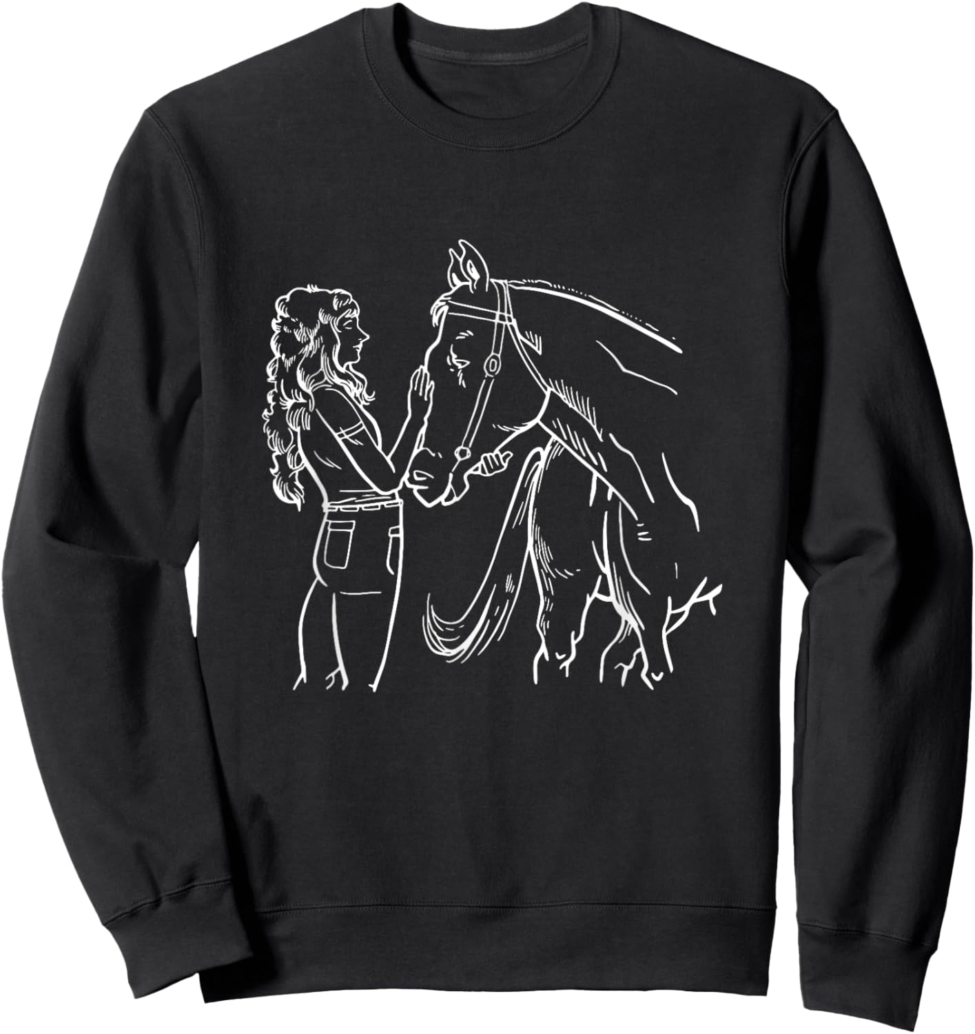 Girl With Horse Woman Sweatshirt - Sweatshirt | Black