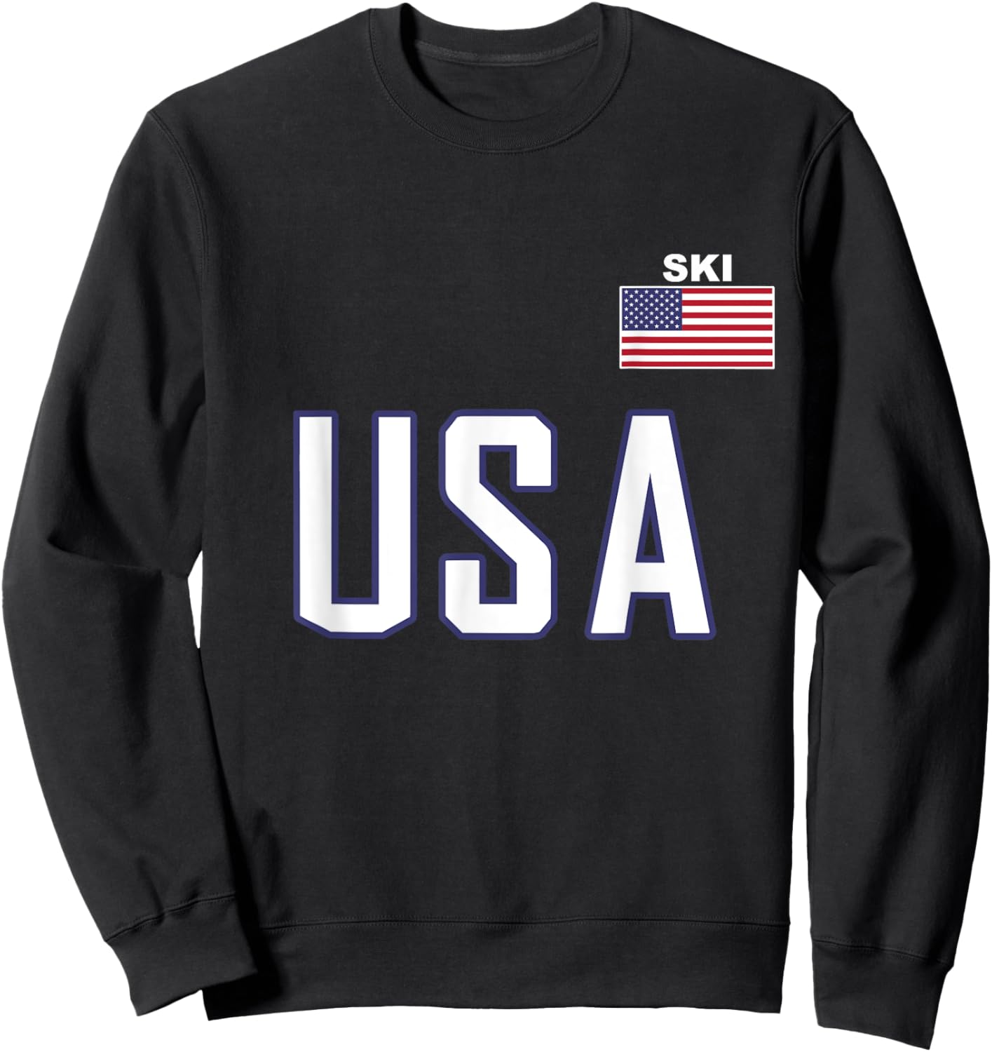 USA Flag Skiing Team Cool Ski Equipment for Skier Men Women Sweatshirt - Sweatshirt | Black