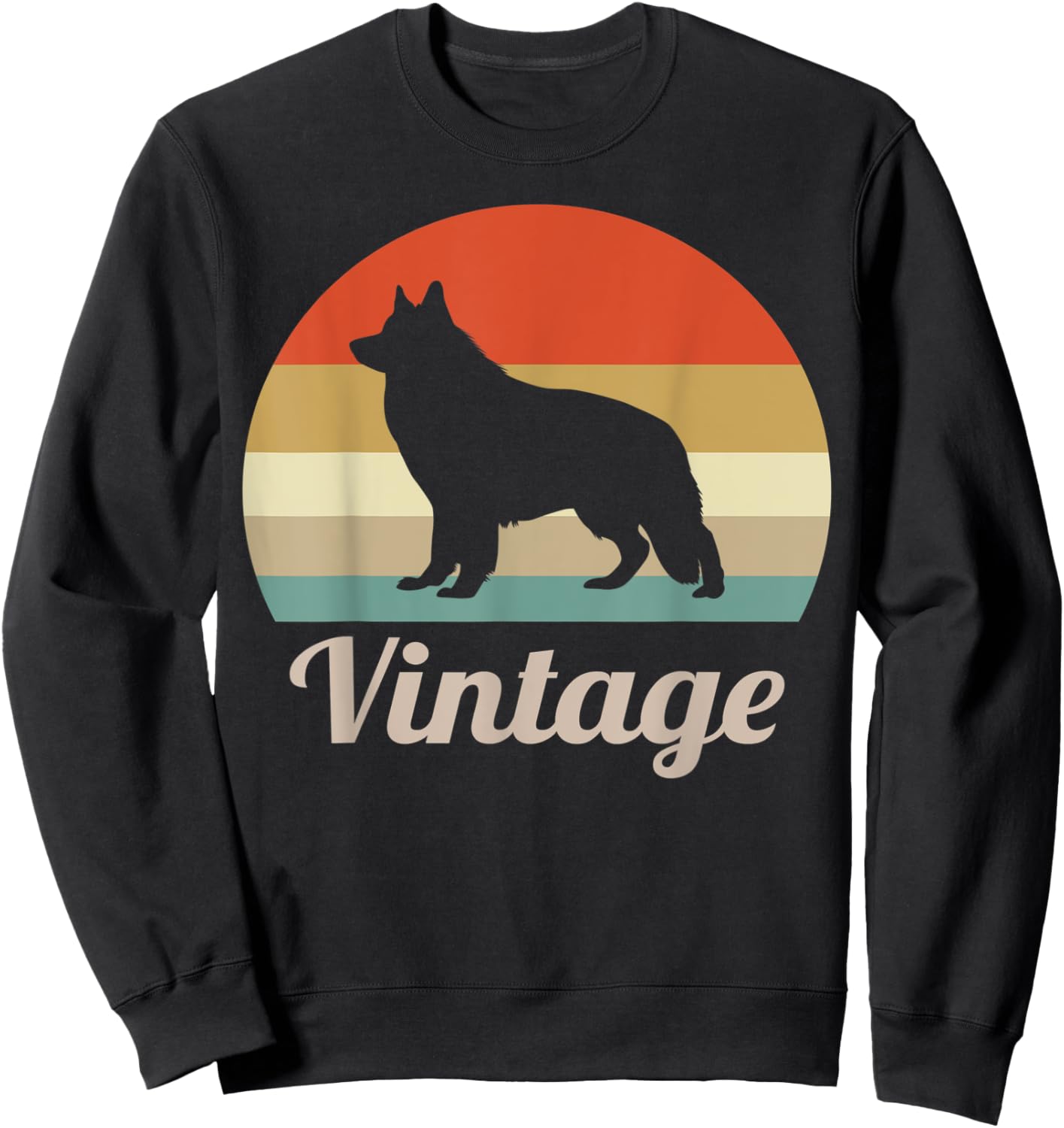 White Swiss Shepherd Dog Lover Vintage Retro Style Men Women Kids Sweatshirt - Sweatshirt | Black