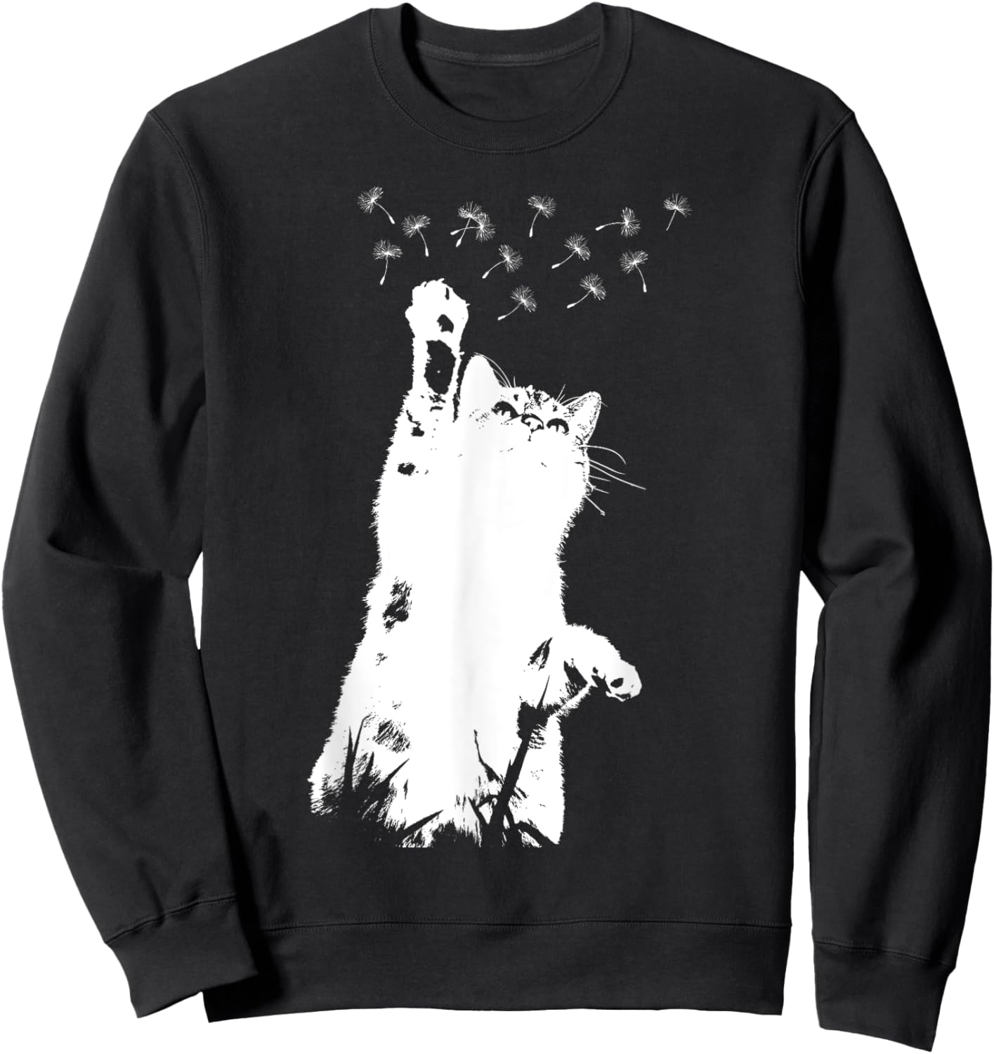 Cat Dandelion Beautiful Flower Motif Flowers Dandelion Lady Sweatshirt - Sweatshirt | Black