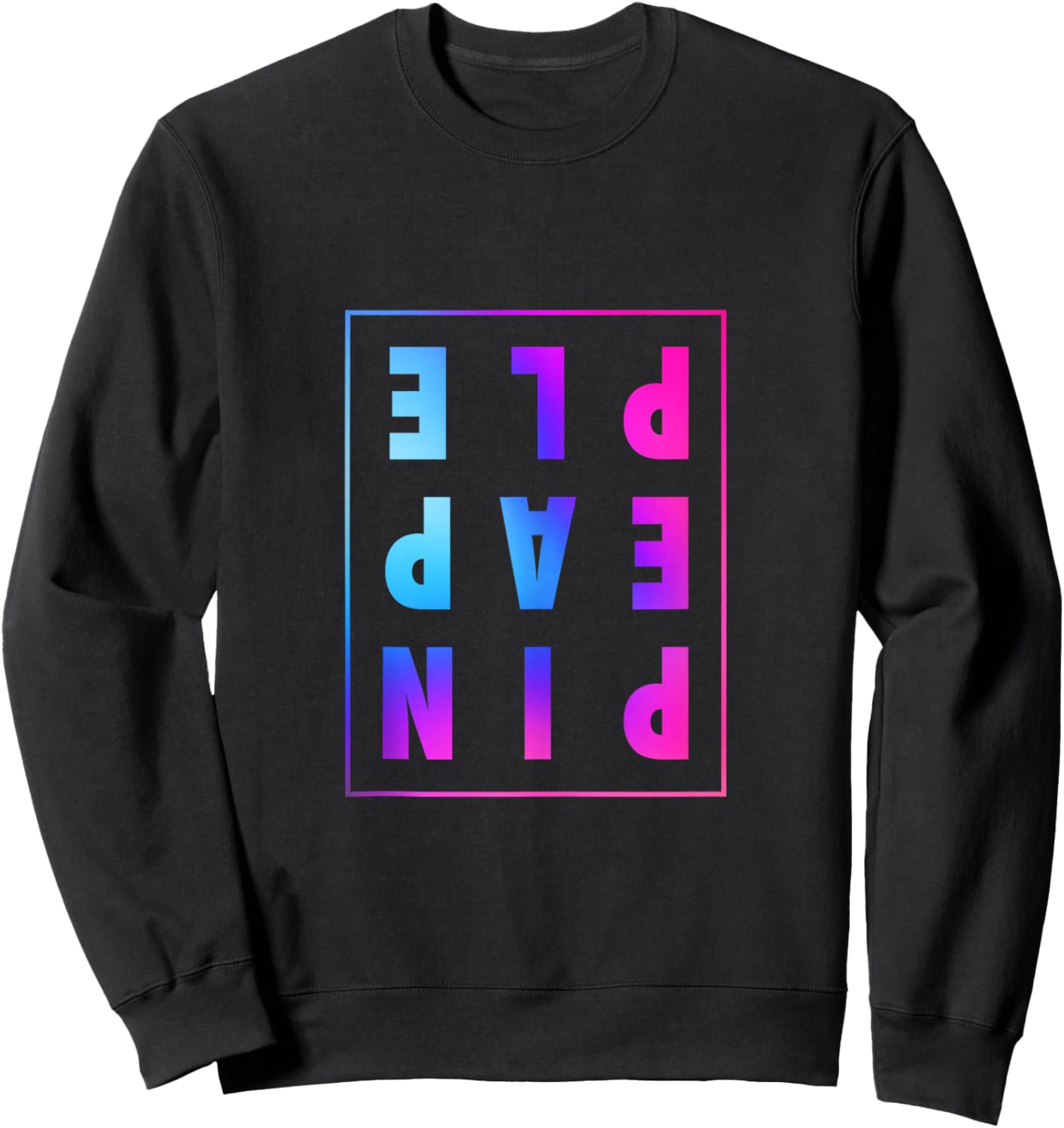 Retro Upside Down Pineapple Swinger Pastel Text Grid Sweatshirt - Sweatshirt | Black