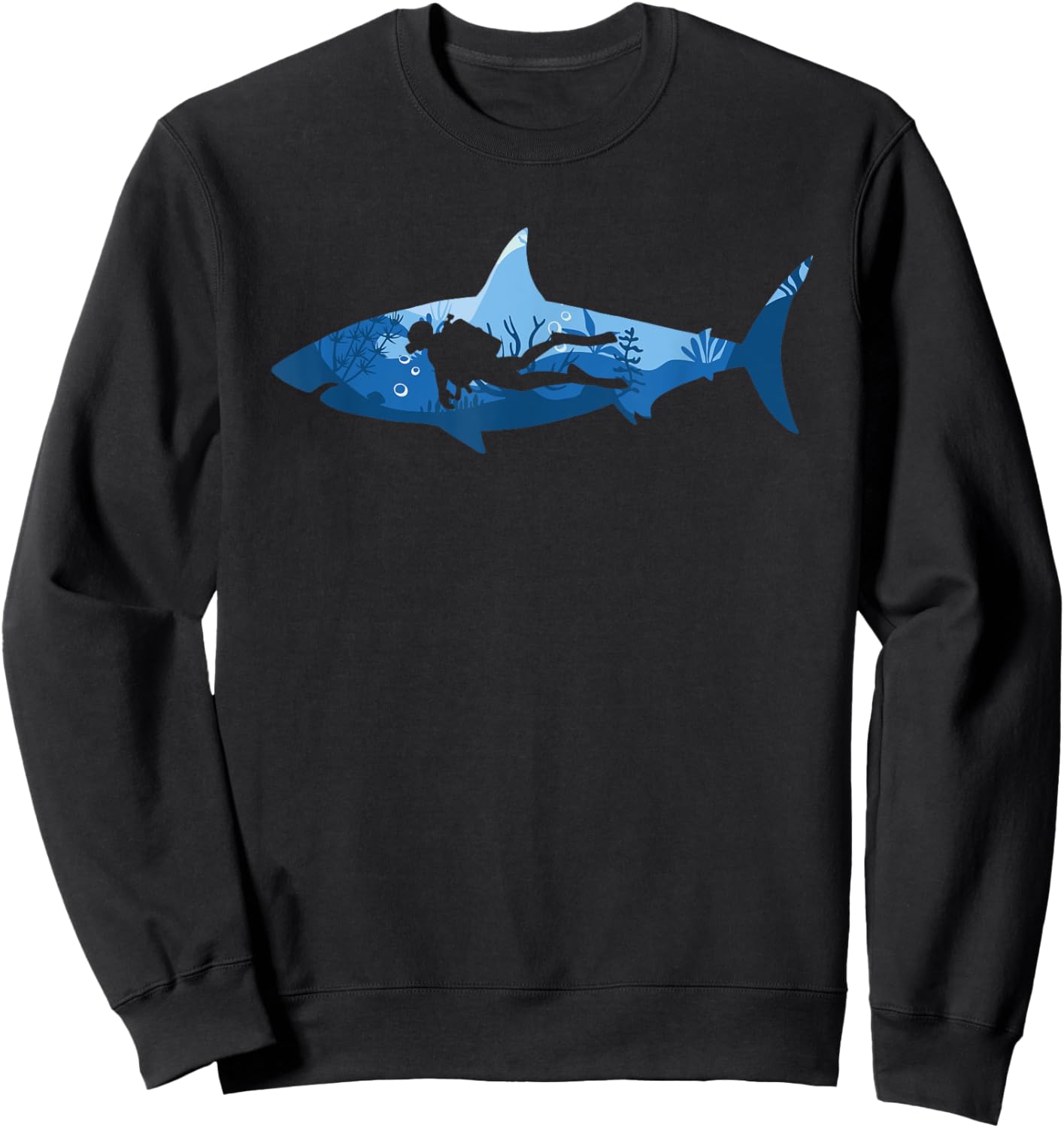 Great Shark Diver Design Scuba Diving Sweatshirt - Sweatshirt | Black