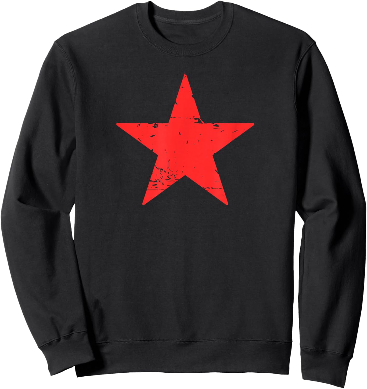 Retro Red Star Distressed Revolution Vintage Retro Sweatshirt - Sweatshirt | Black