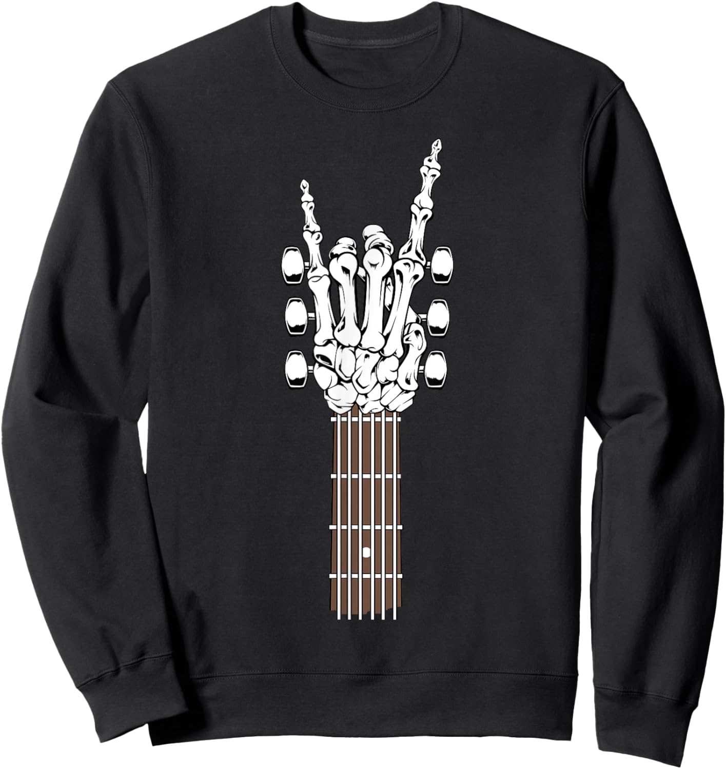 Skeleton Hand Playing Rock Guitar Guitarist Band Rockstar Sweatshirt - Sweatshirt | Black