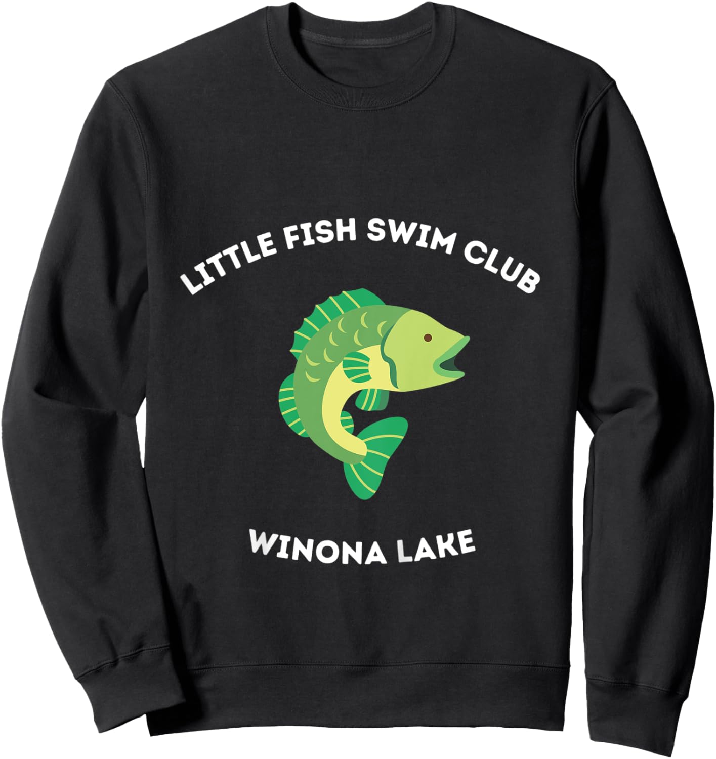 Kids Winona Lake, Indiana - Little Fish Cute Sweatshirt - Sweatshirt | Black