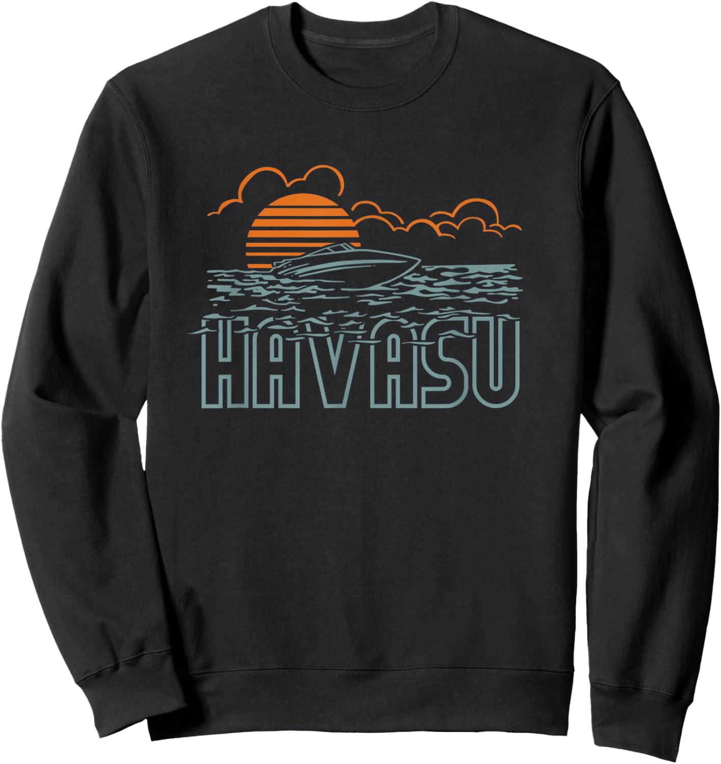 Lake Havasu Arizona boating retro vintage sunset Sweatshirt - Sweatshirt | Black