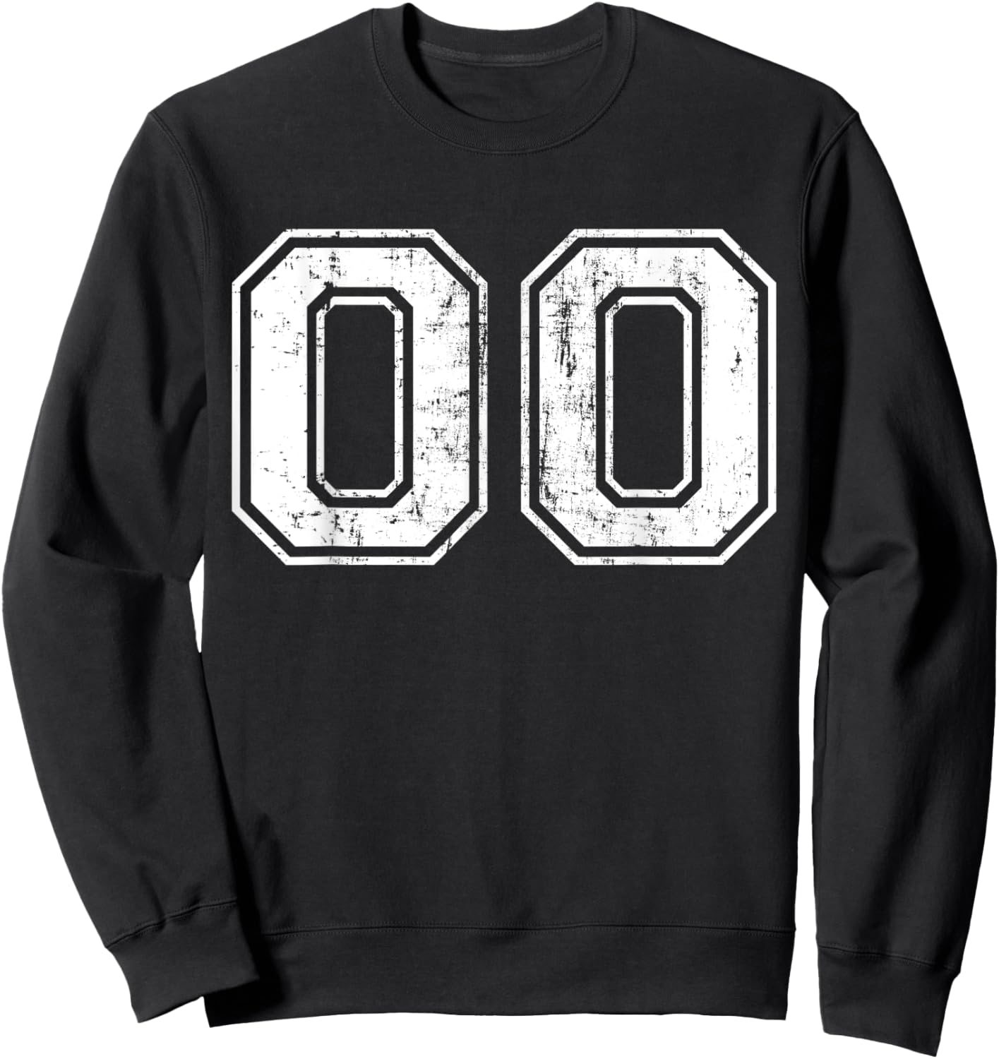 Number 00 Distressed Vintage Sports Training Practice Team Sweatshirt - Sweatshirt | Black