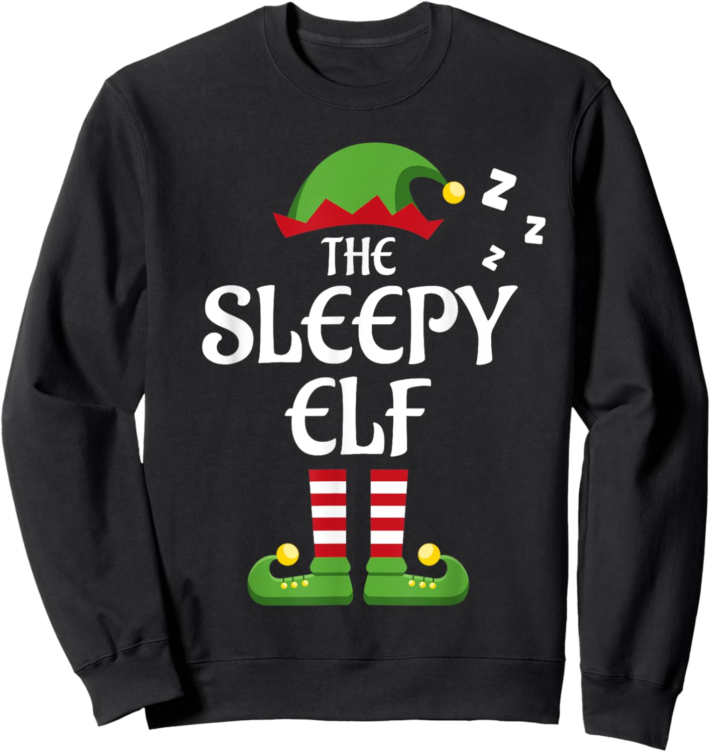 Sleepy Elf Family Matching Group Christmas Sweatshirt - Sweatshirt | Black