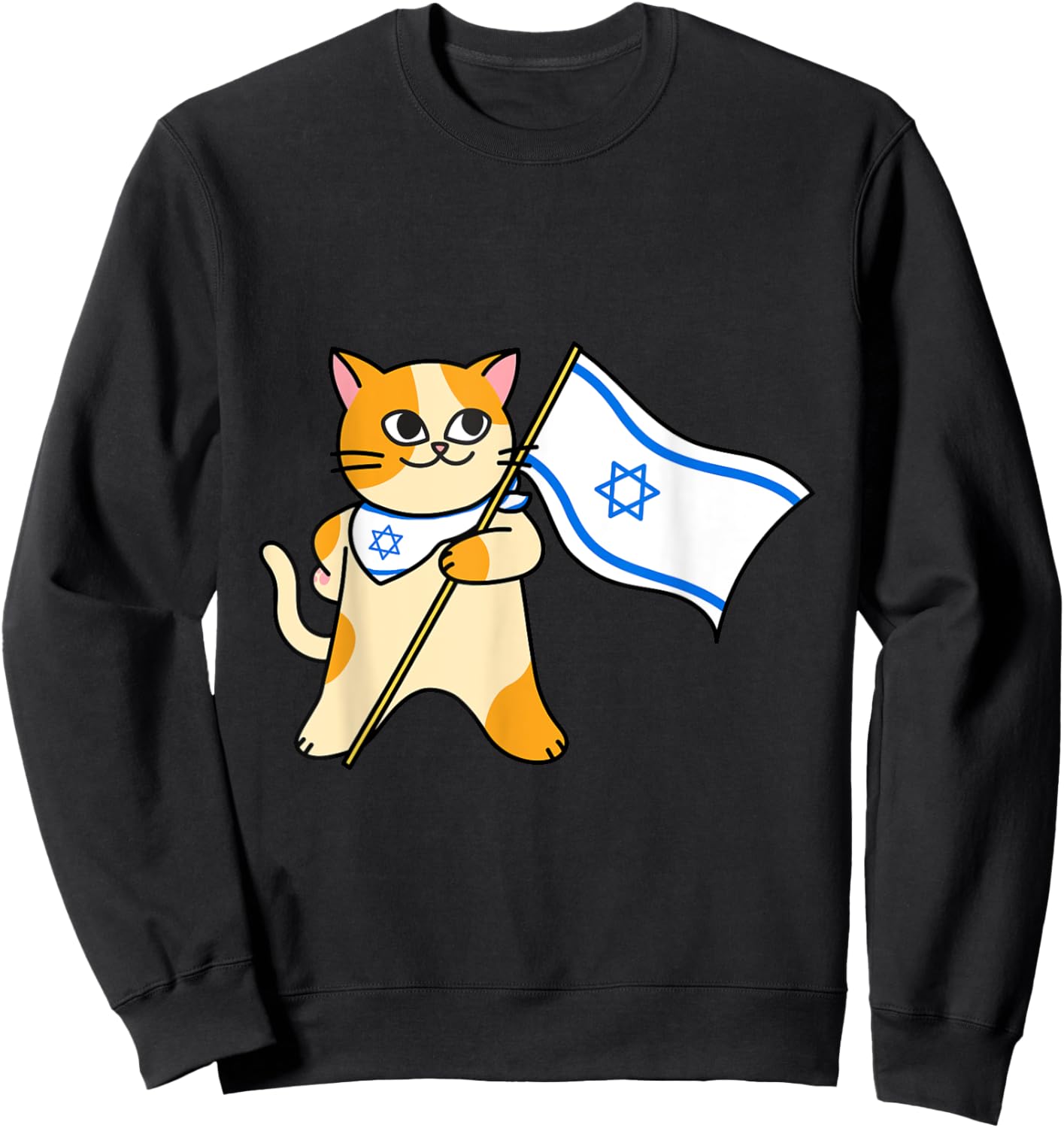Zionist Cat Israeli Flag Pro-Israel Jewish Support Israel Men Women Girls Kids Sweatshirt - Sweatshirt | Black