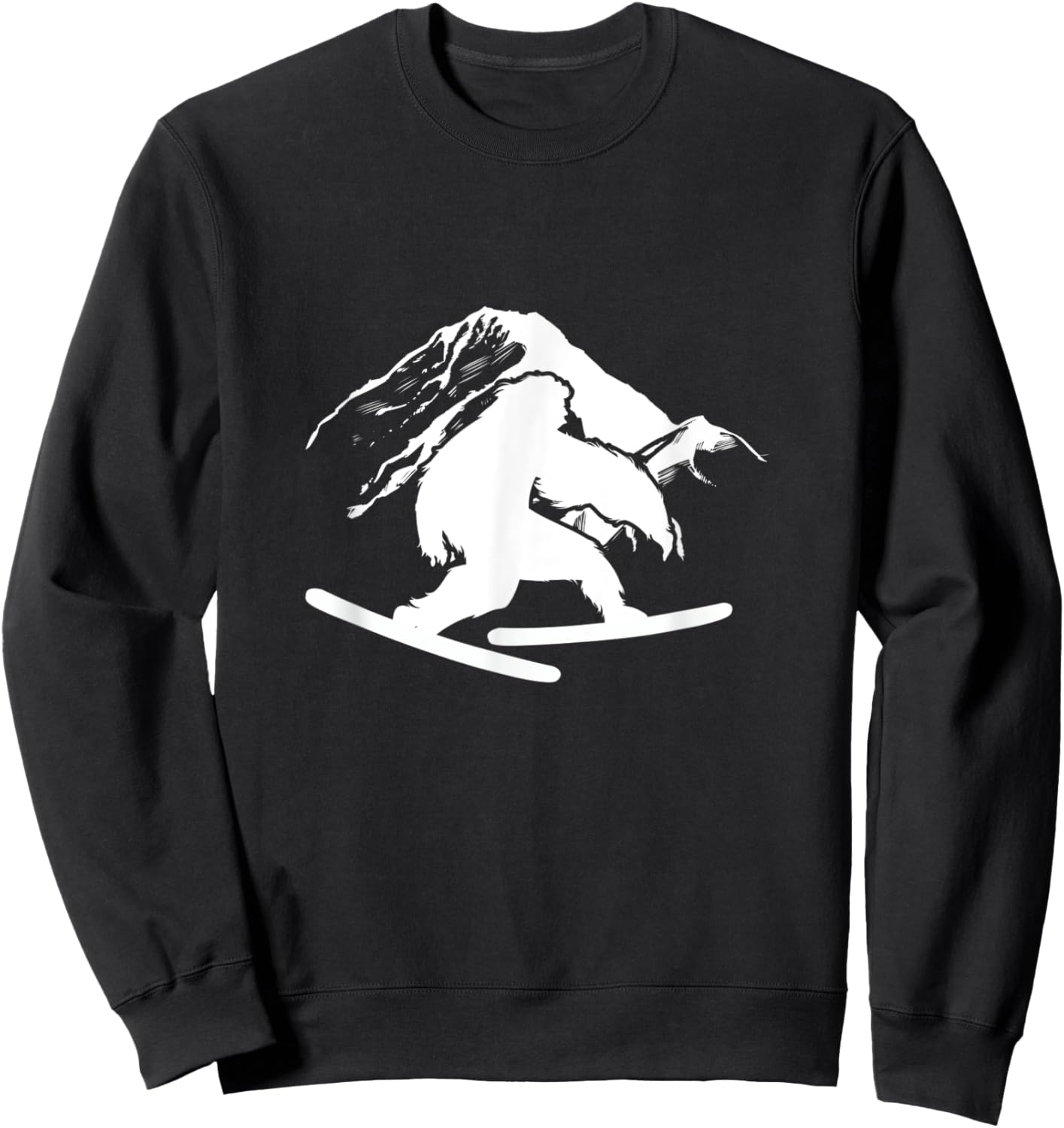 Skiing Bigfoot Mountain Sasquatch Ski Skier Sweatshirt - Sweatshirt | Black