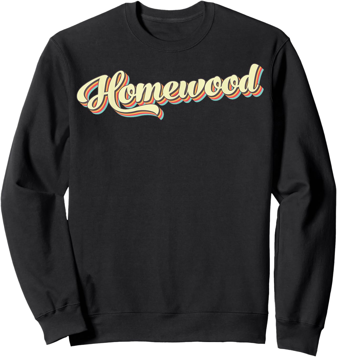Homewood Retro Art Baseball Font Vintage Sweatshirt - Sweatshirt | Black