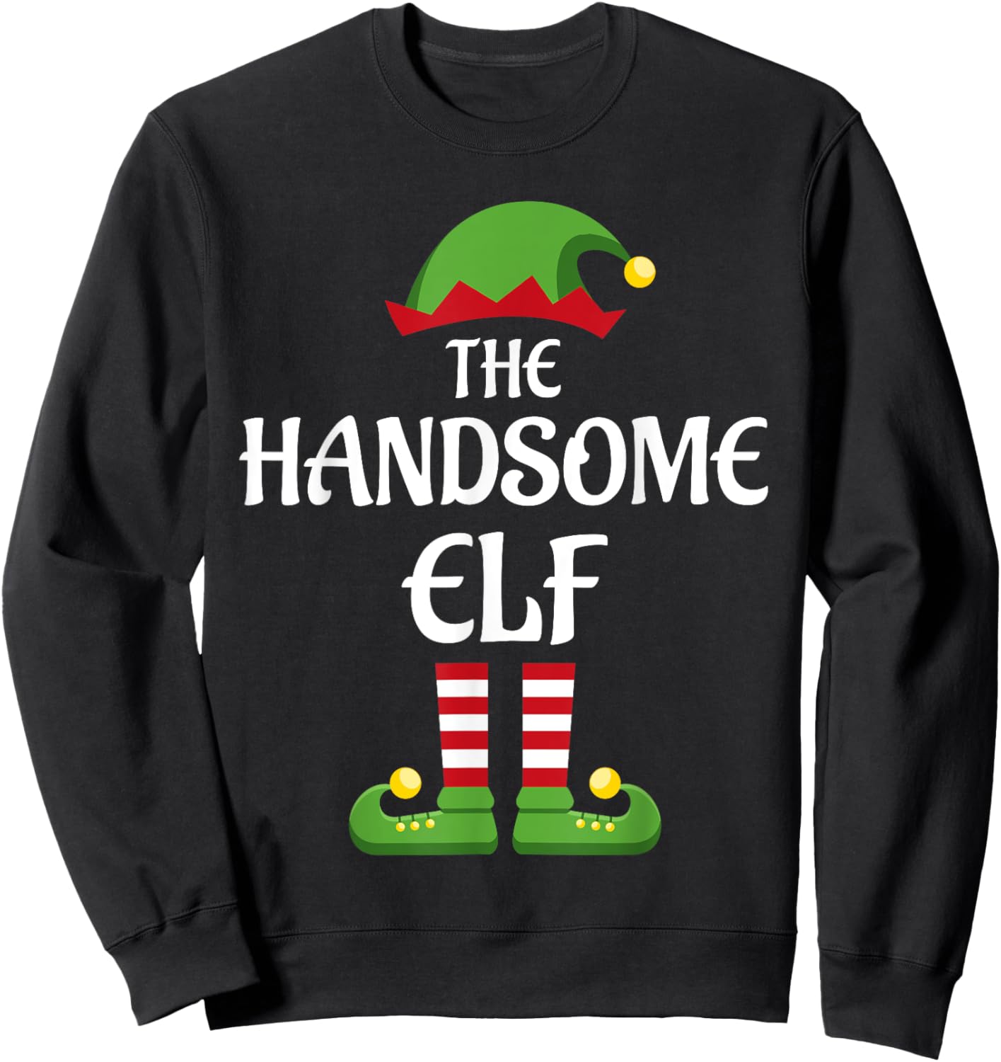 Handsome Elf Family Matching Group Christmas Sweatshirt - Sweatshirt | Black
