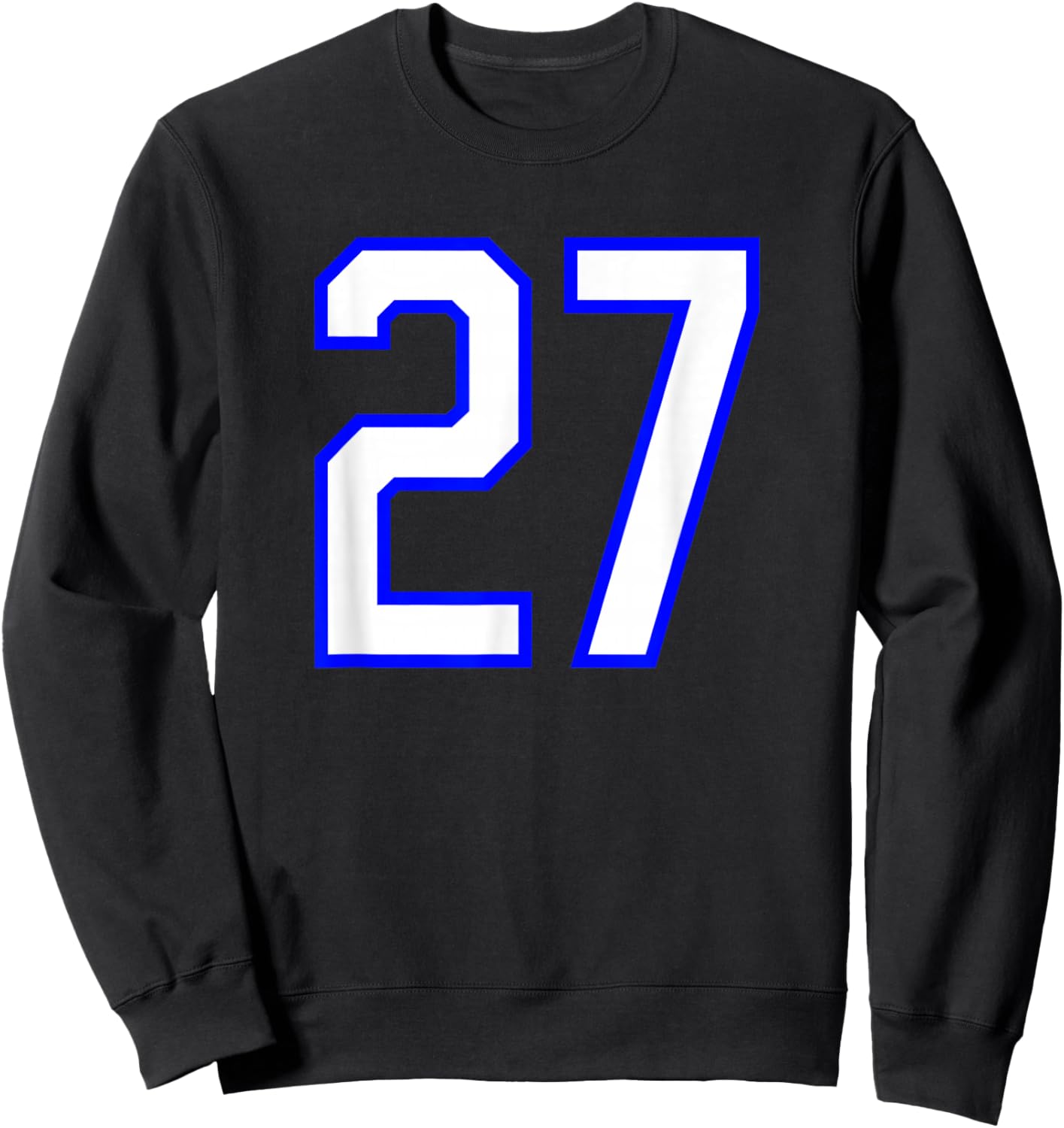 White Blue Sports Team Number #27 Sweatshirt - Sweatshirt | Black