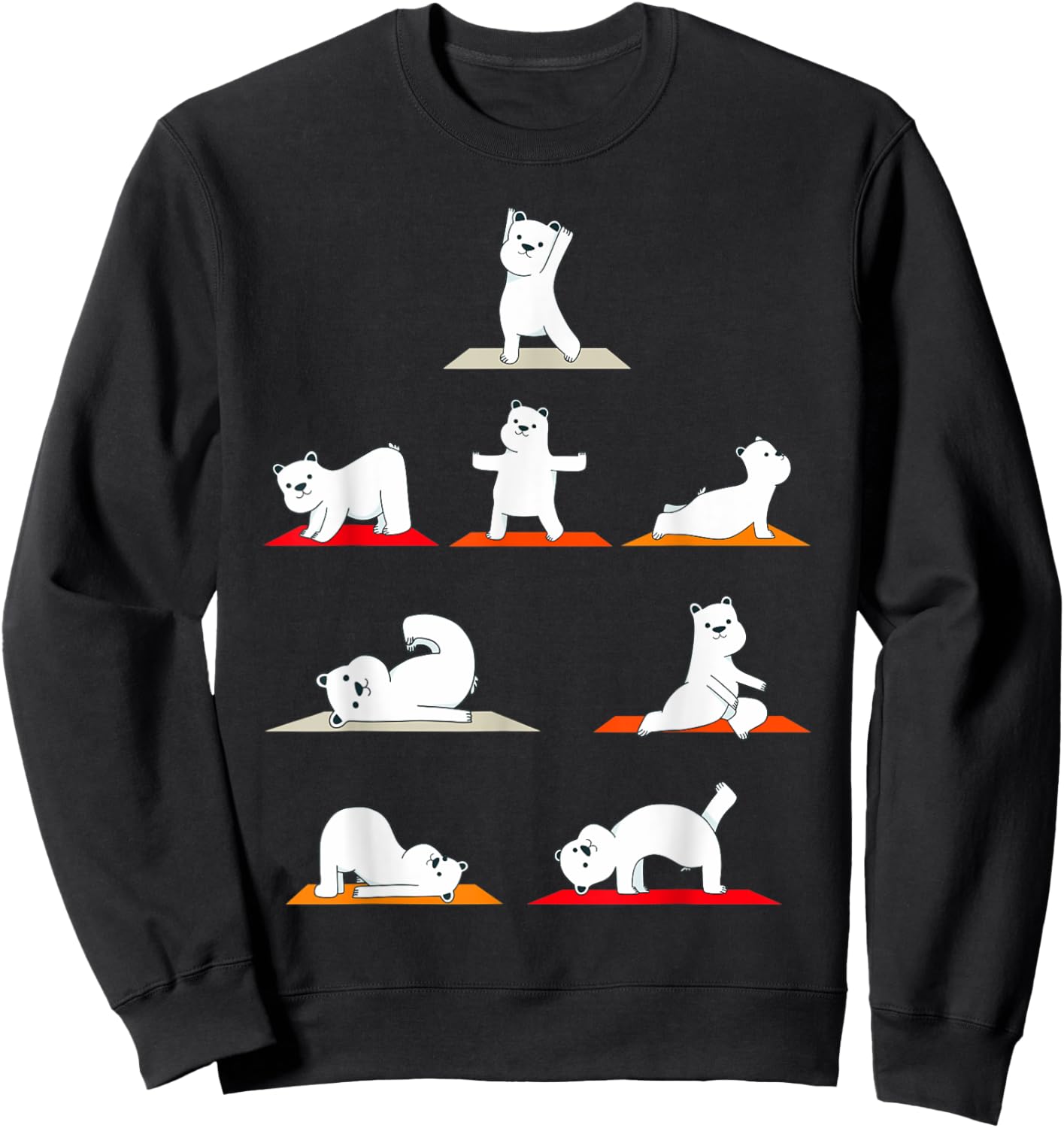 Polar Bear Yoga Poses Streching Polar Bears Meditation Sweatshirt - Sweatshirt | Black