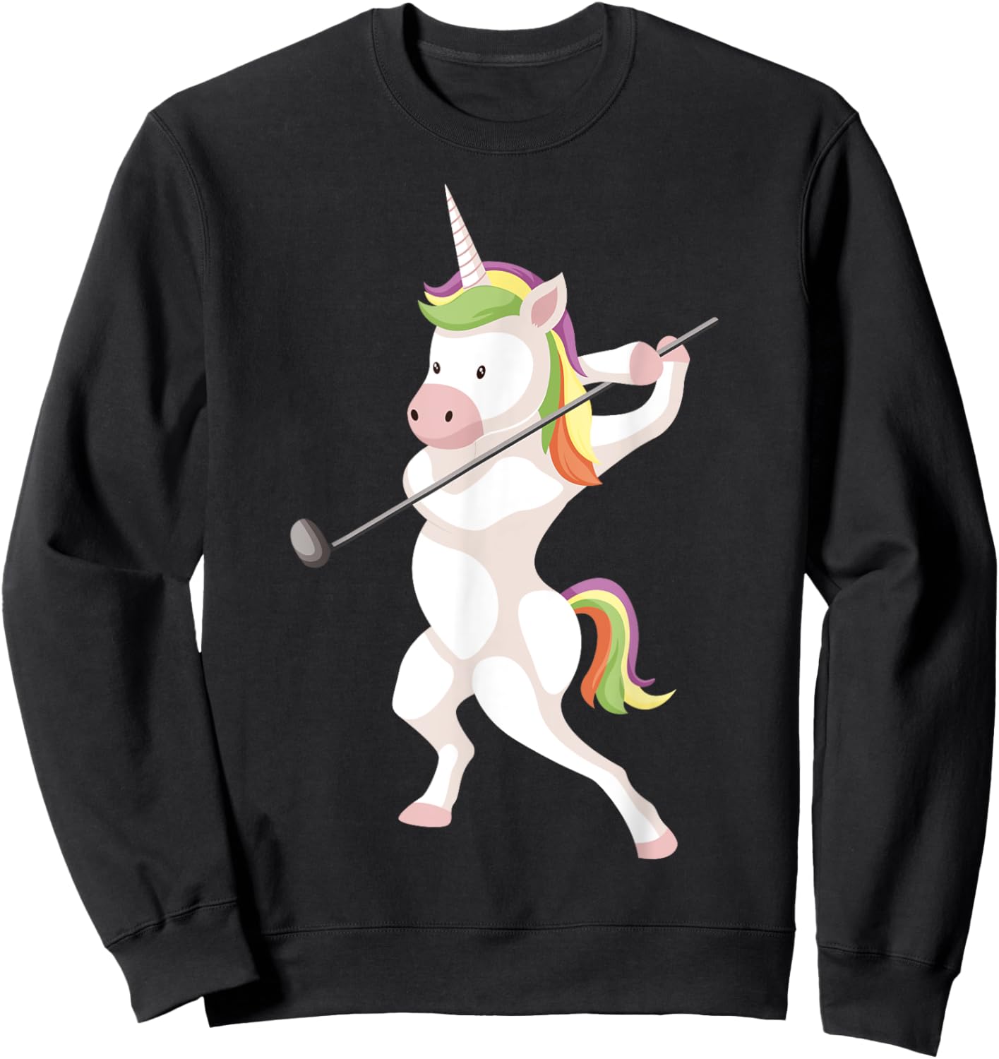 Funny Unicorn Playing Golf Unicorn Golfing Unicorn Golf Sweatshirt - Sweatshirt | Black