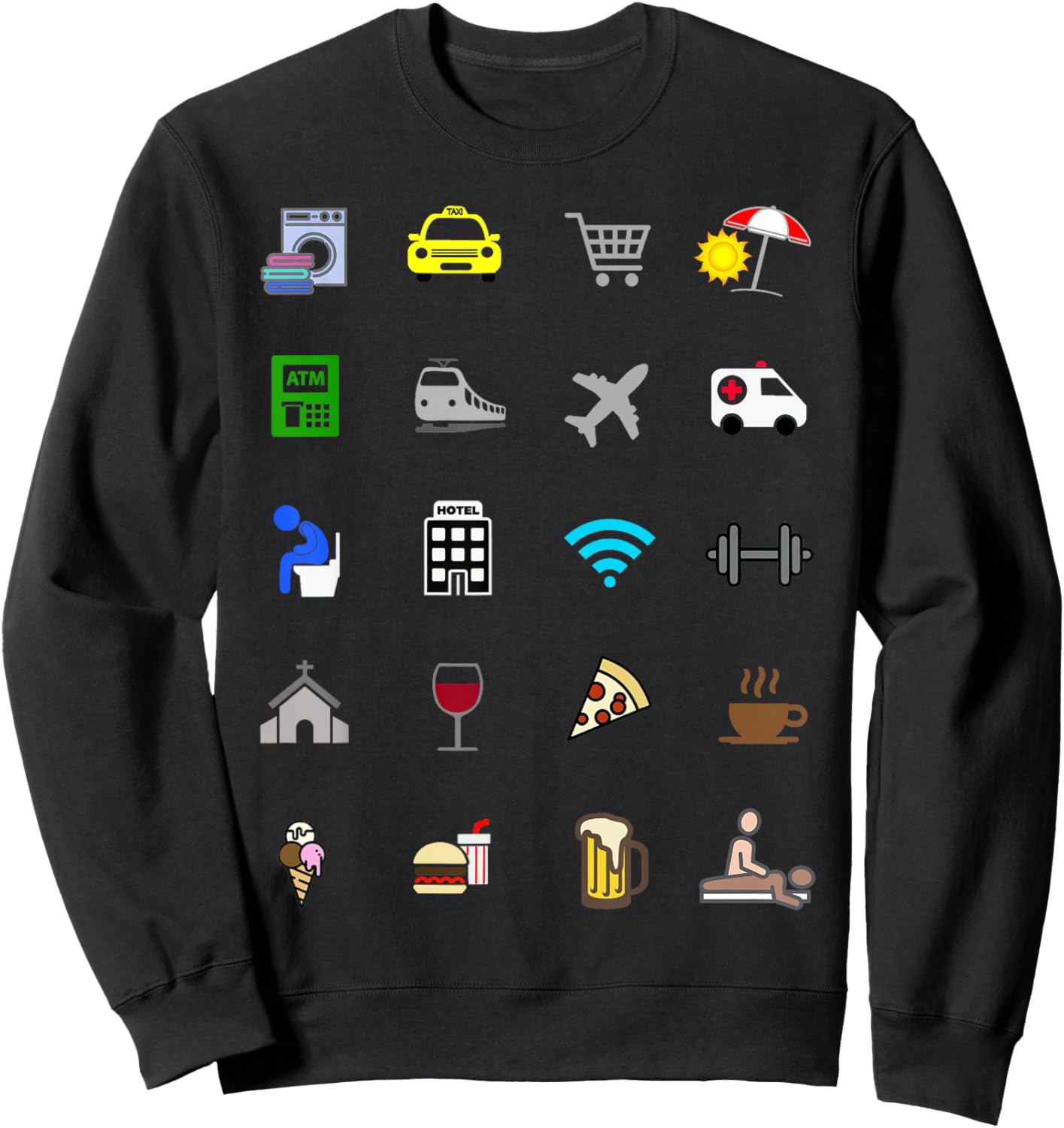 InGENIUS Tourism Translator Symbol Tourist Icons -Adults Black Small Modern Travel Icon Language Barrier Ico Sweatshirt - Sweatshirt | Black