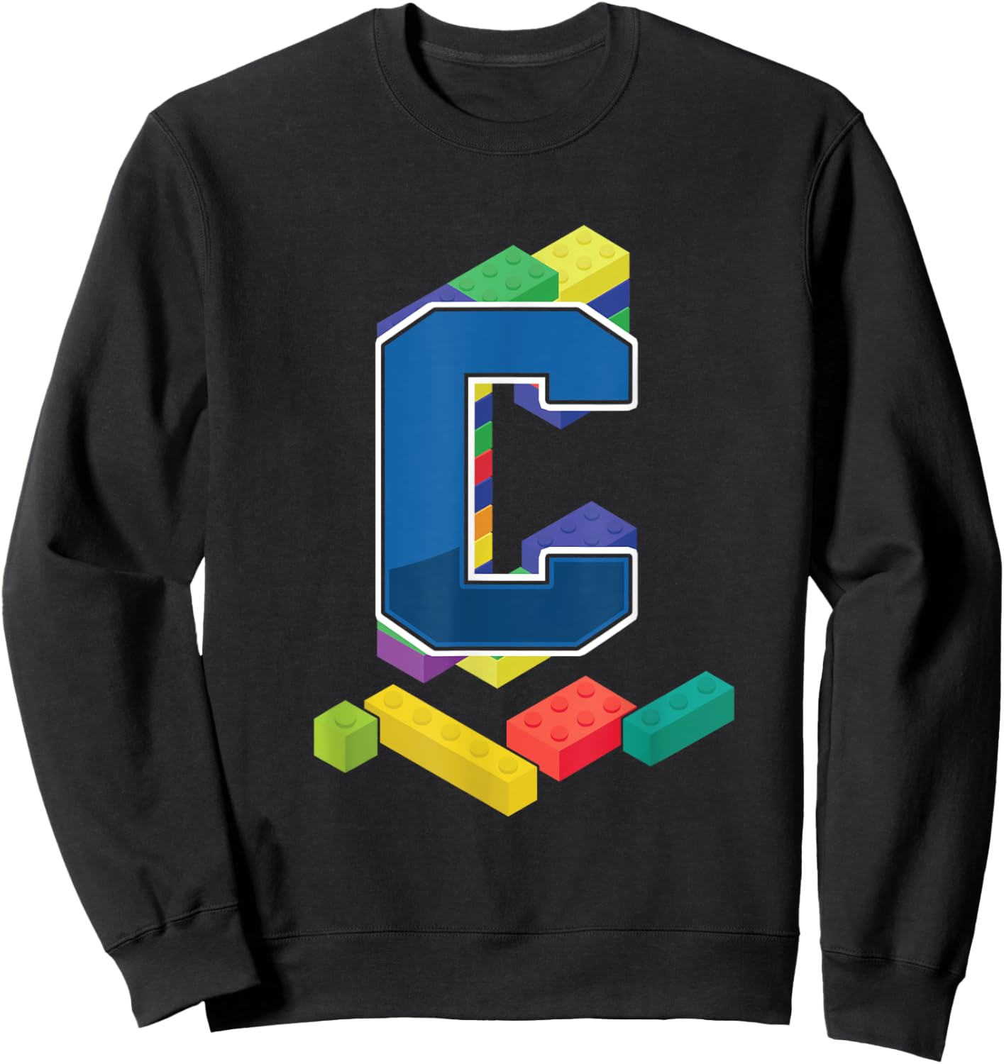 Letter C Master Builder Alphabet Last Name Building Blocks Sweatshirt - Sweatshirt | Black