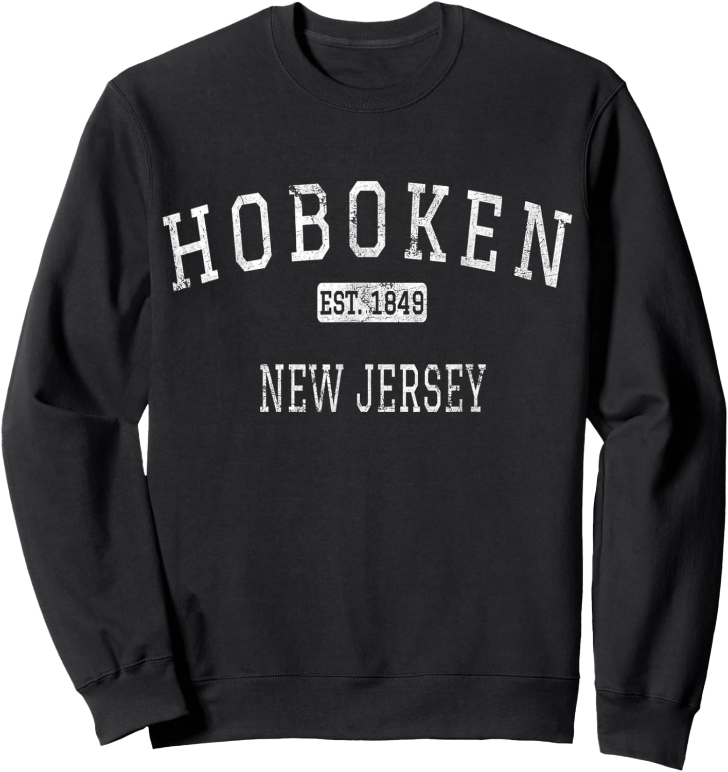 Hoboken New Jersey Vintage Black Cotton , -Adults & Kids, Short Sleeve, Small, , Classic Fit Sweatshirt - Sweatshirt | Black
