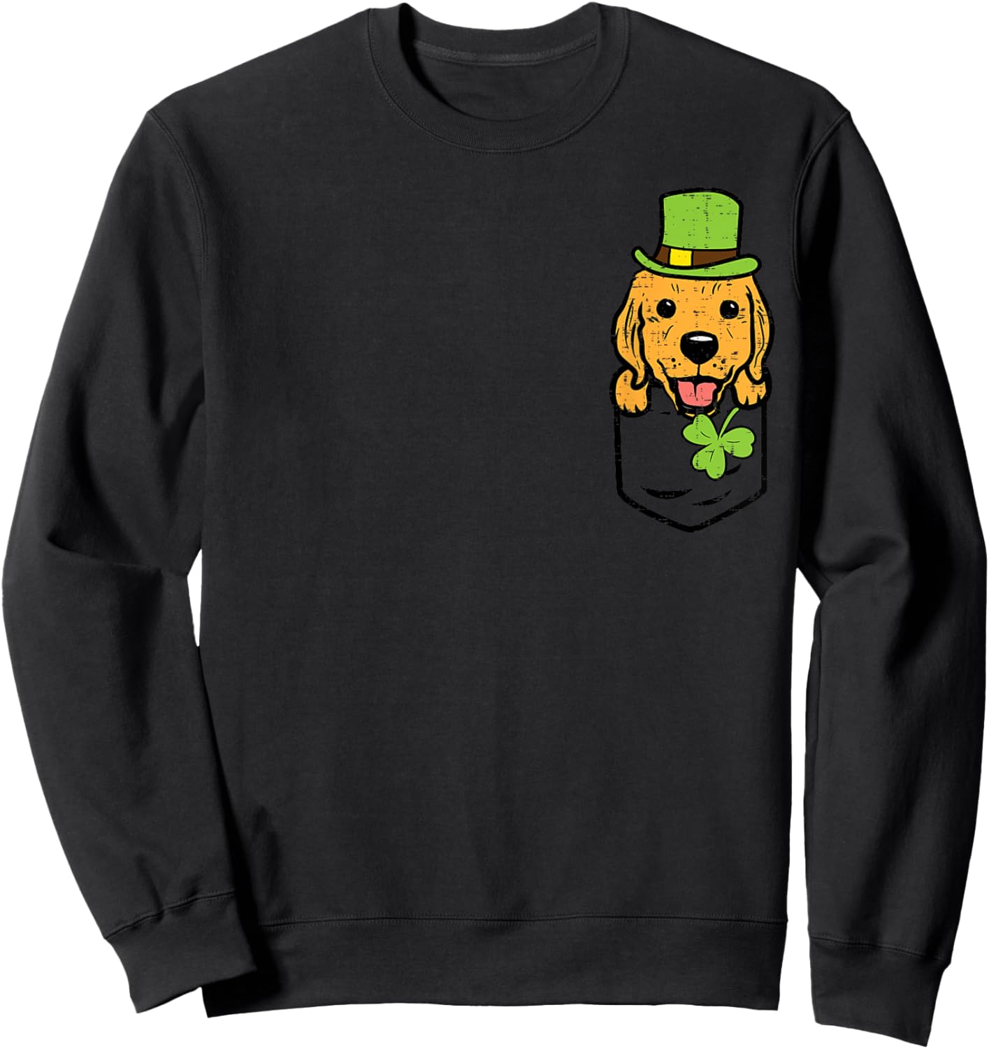 Irish Pocket Golden Retriever Saint Paddys St Patricks Day Sweatshirt - Sweatshirt | Black