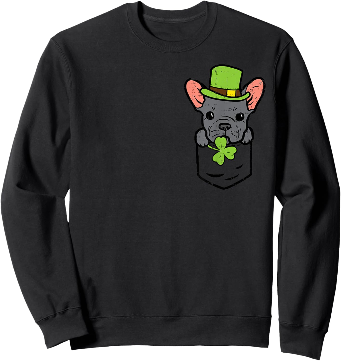 Irish Pocket French Bulldog Dog Saint Paddys St Patricks Day Sweatshirt - Sweatshirt | Black