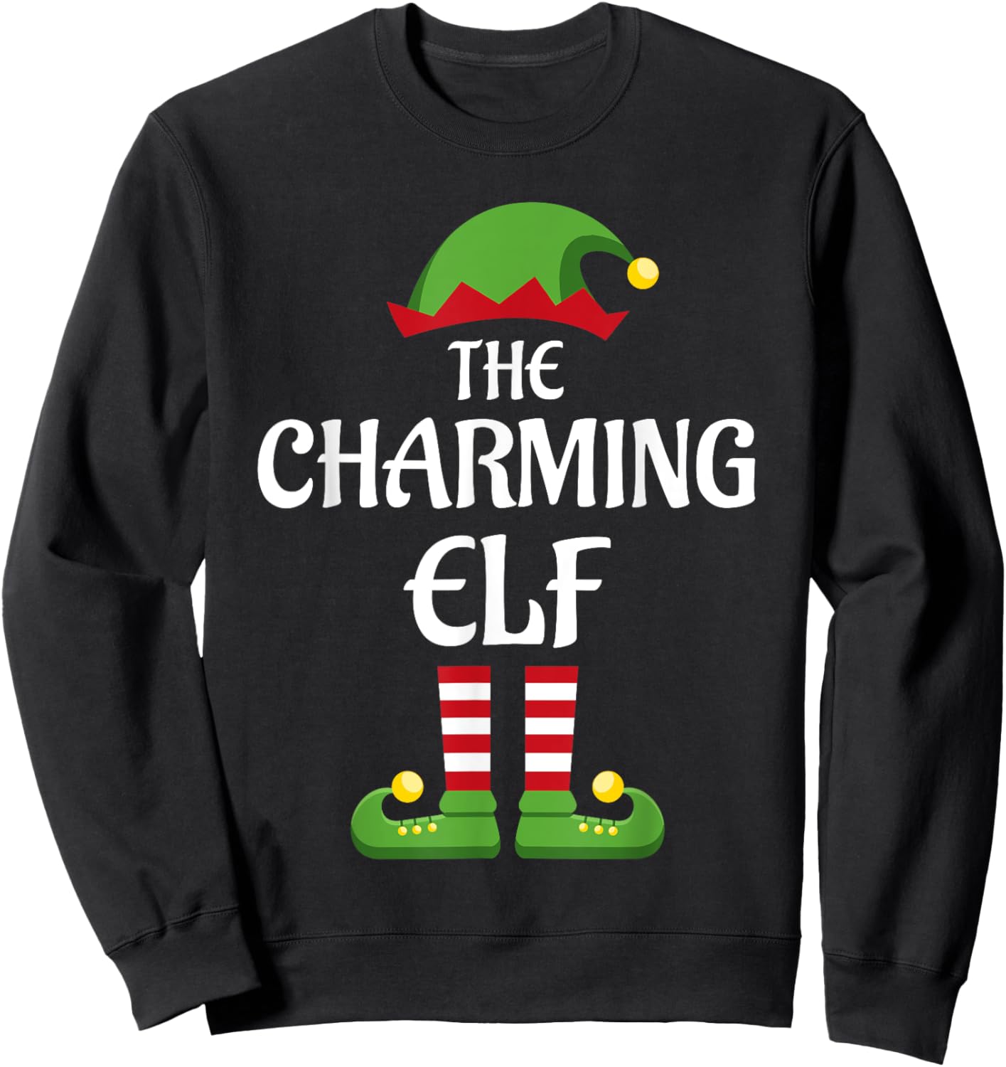 Charming Elf Family Matching Group Christmas Sweatshirt - Sweatshirt | Black