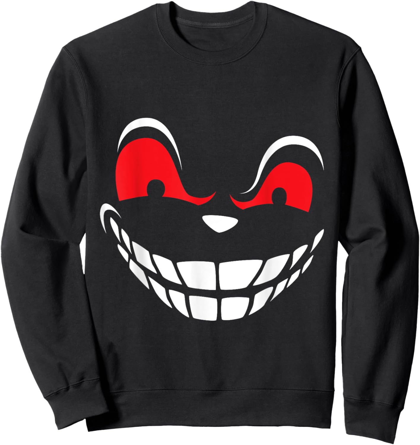 Horror Halloween Evil Grin Smile Costume Party Outfit Sweatshirt - Sweatshirt | Black
