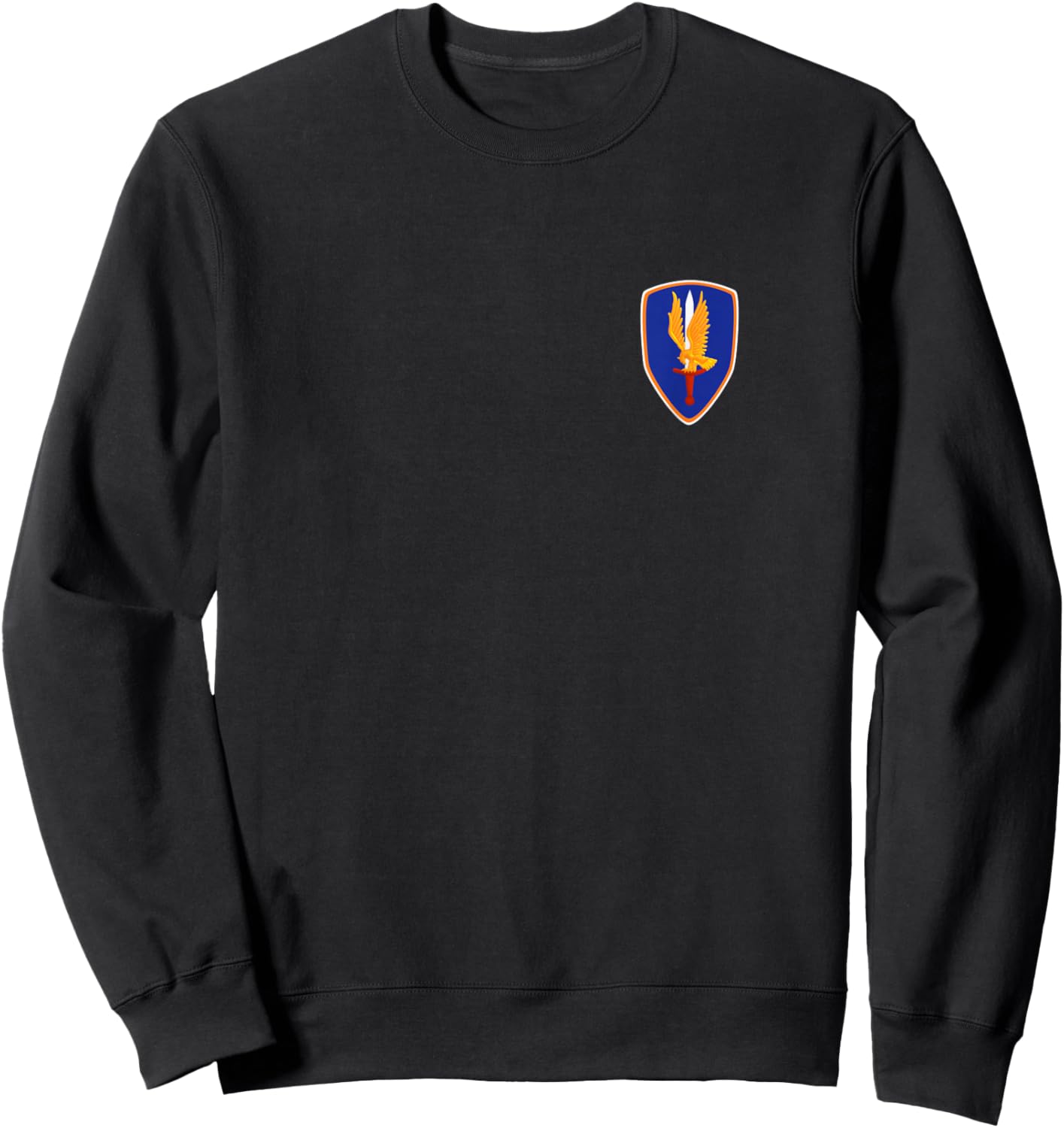 1st Aviation Brigade Veteran Patch Golden Hawks Pocket Xmas Sweatshirt - Sweatshirt | Black