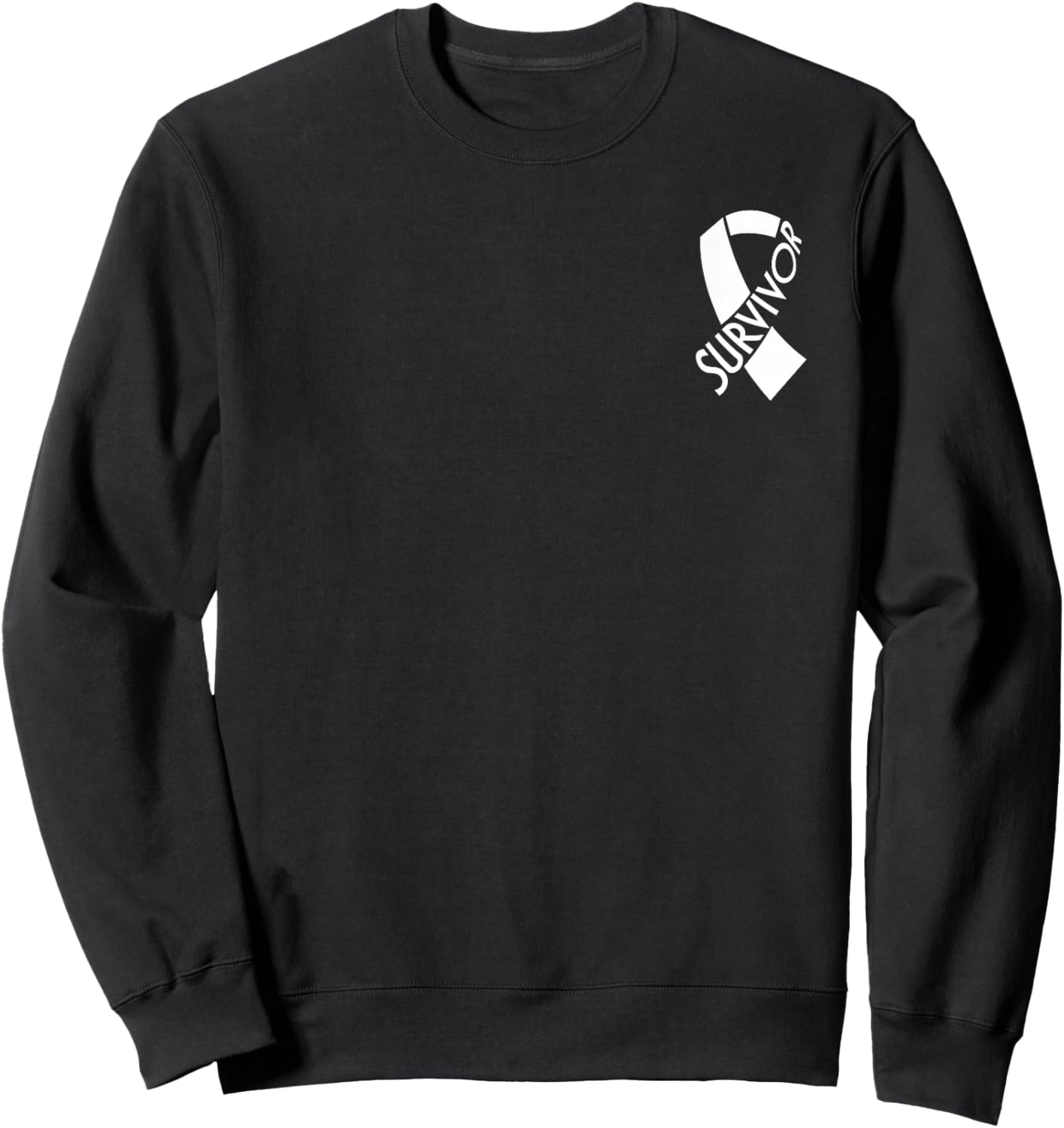 Lung Cancer Survivor White Ribbon Sweatshirt - Sweatshirt | Black