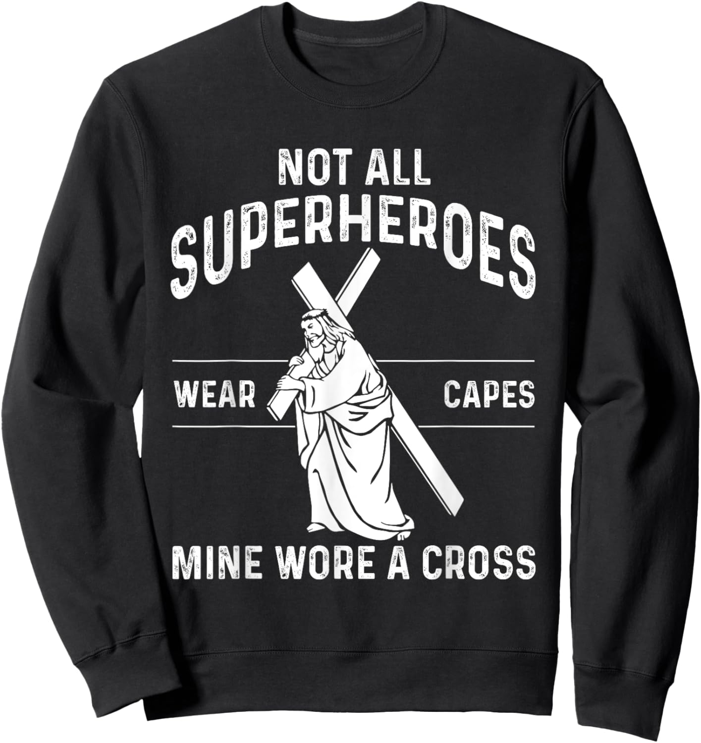 Funny Jesus Superhero Design Men Women Jesus Christ Cross Sweatshirt - Sweatshirt | Black