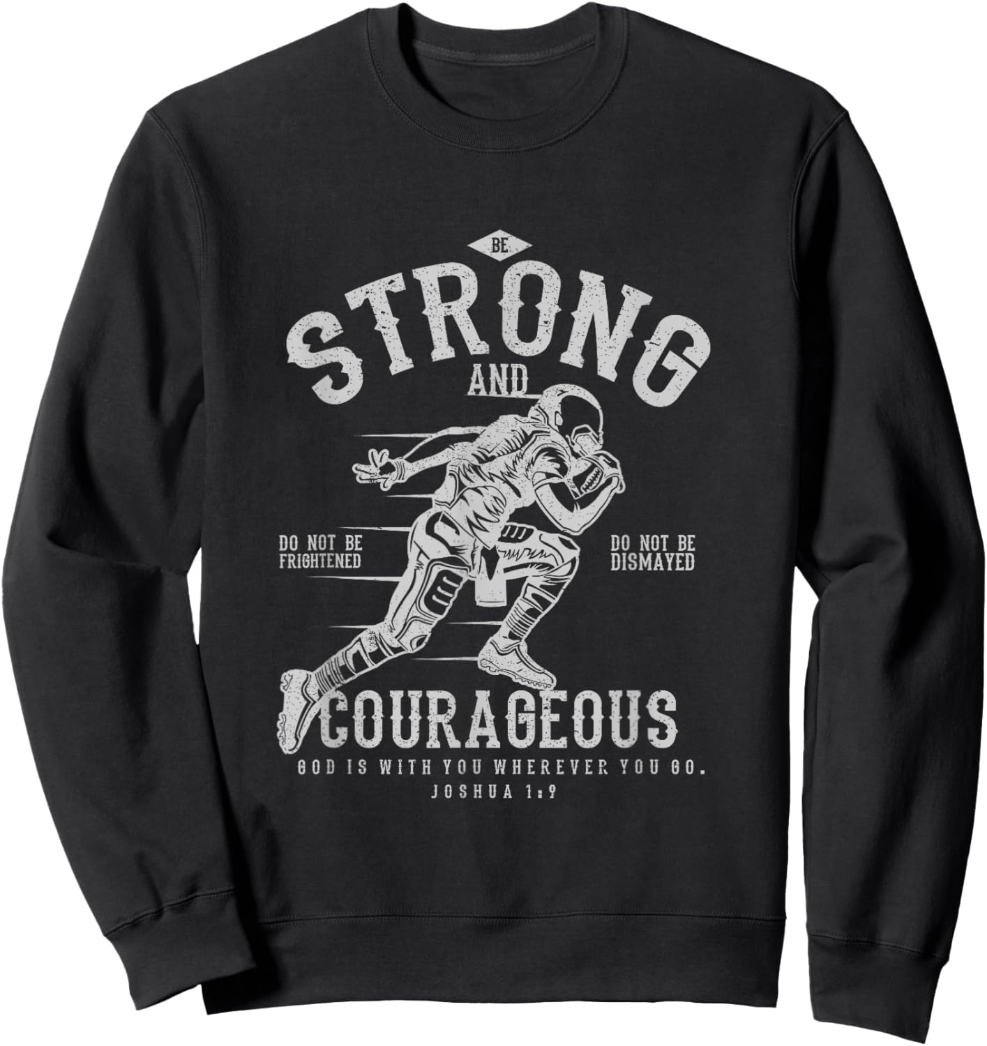 Faith Apparel Christian Football - Women's, Black, Small, Short Sleeve, Classic Fit, Collarless, Modern, Motivation, Football, Joshua 1:9 Sweatshirt - Sweatshirt | Black