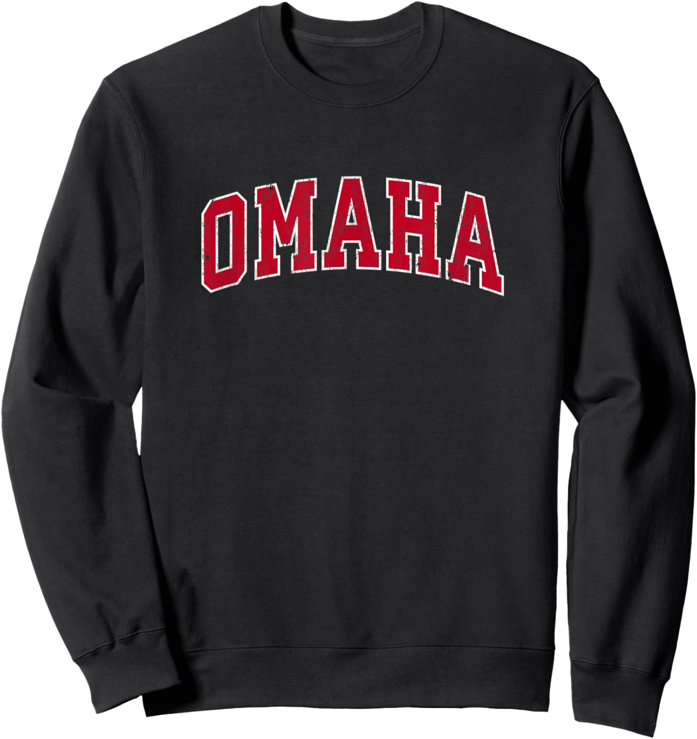 Omaha Nebraska NE Vintage Sports Design Red Design Sweatshirt - Sweatshirt | Black