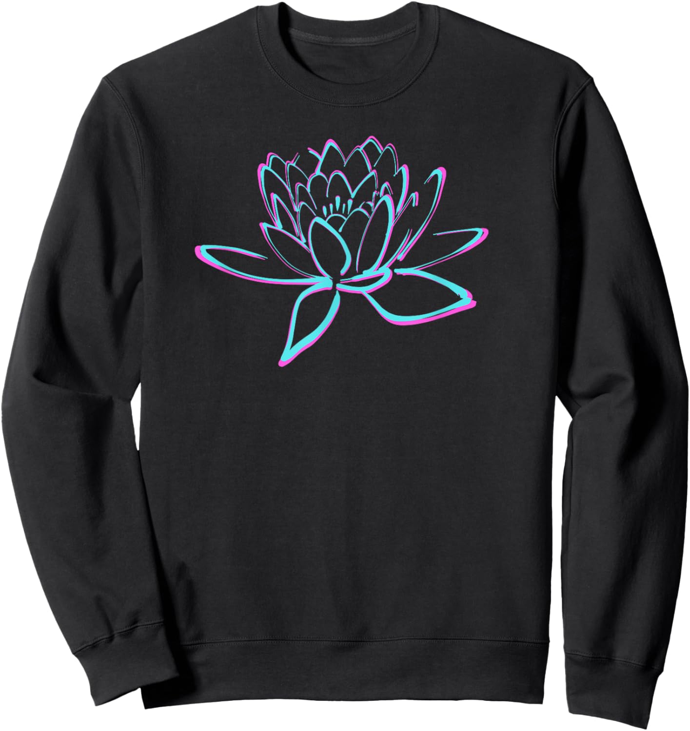 Beautiful Lotus Flower Art Pink Blue Sweatshirt - Sweatshirt | Black