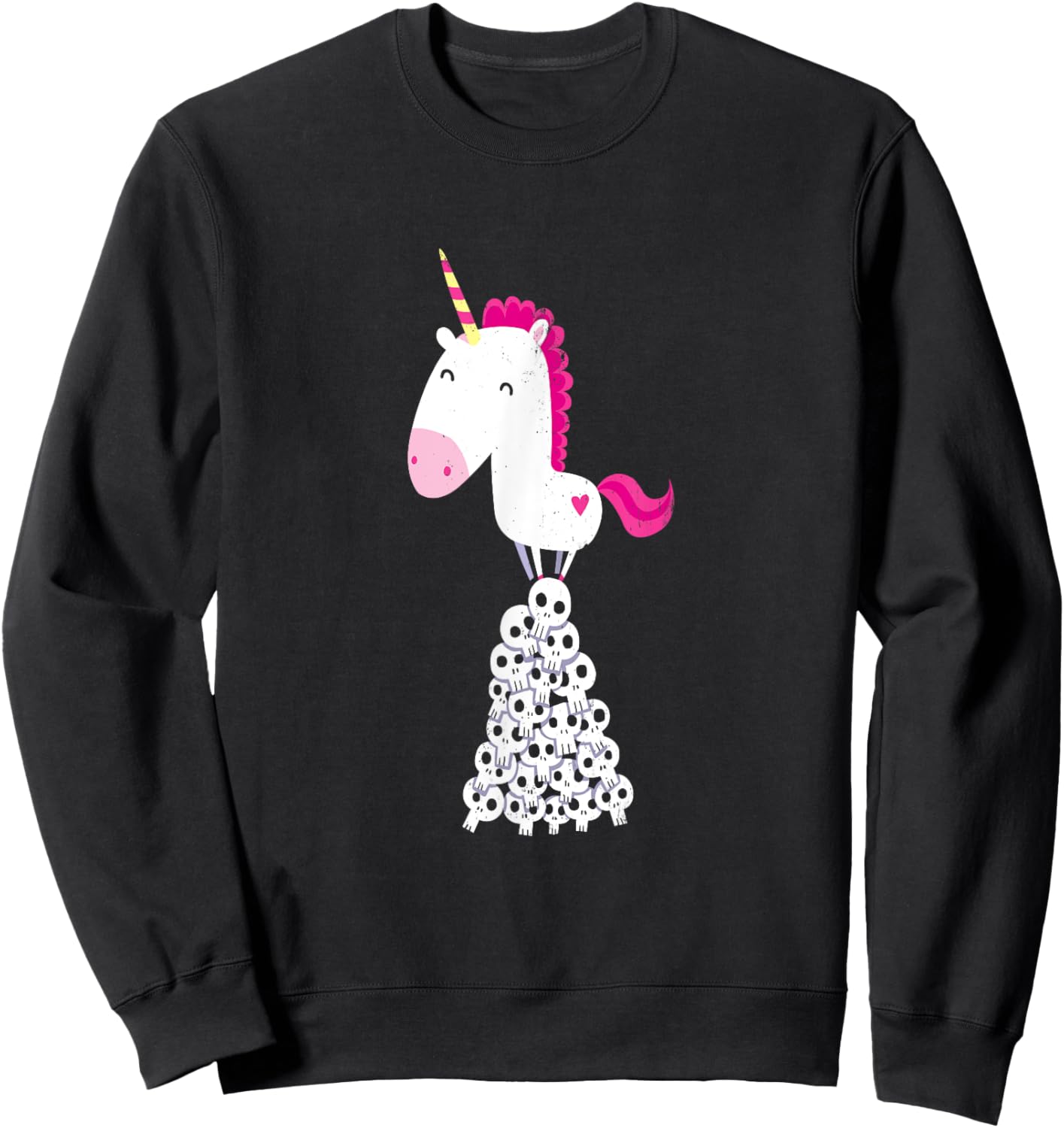 Killer Unicorn on Skulls - Official DinoMike Design Sweatshirt - Sweatshirt | Black