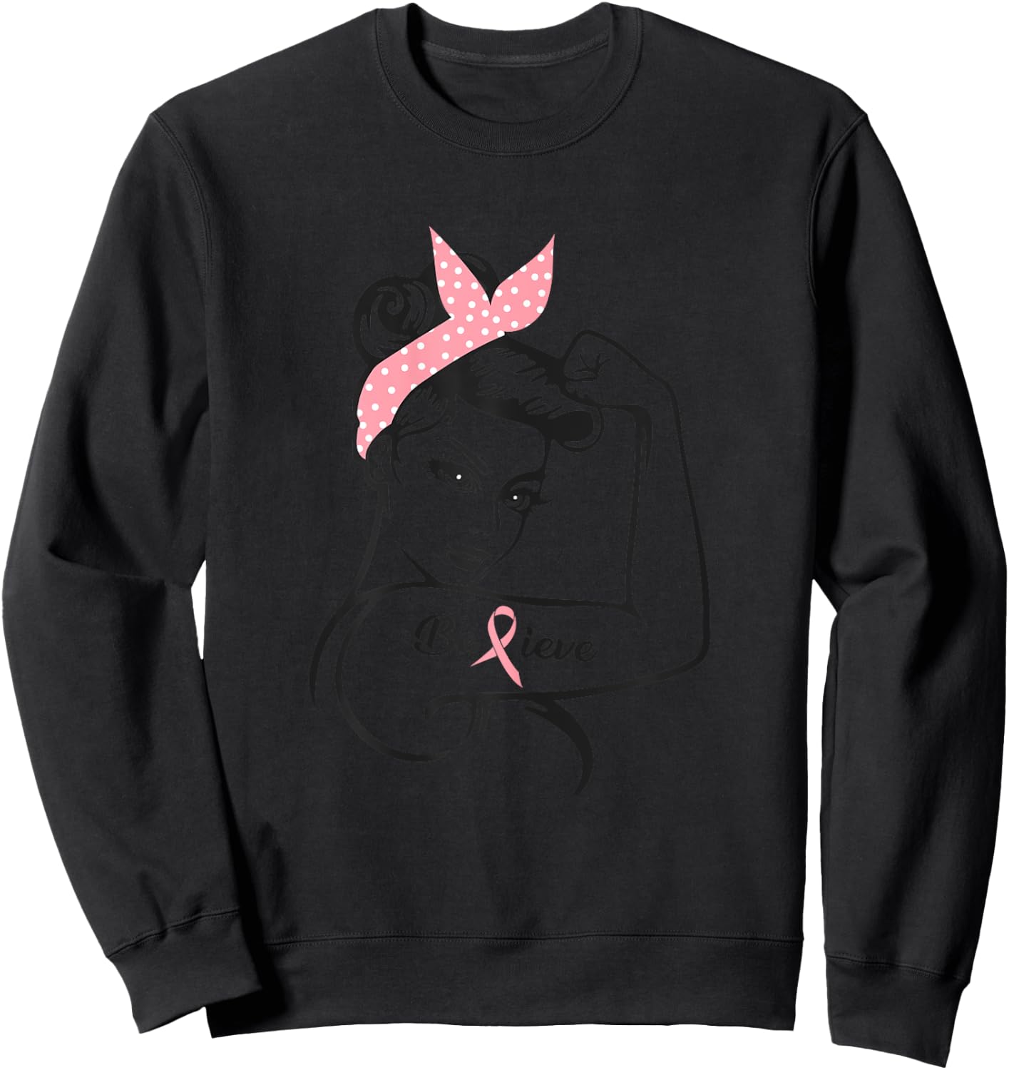 Awareness Breast Cancer Warrior Sweatshirt - Sweatshirt | Black