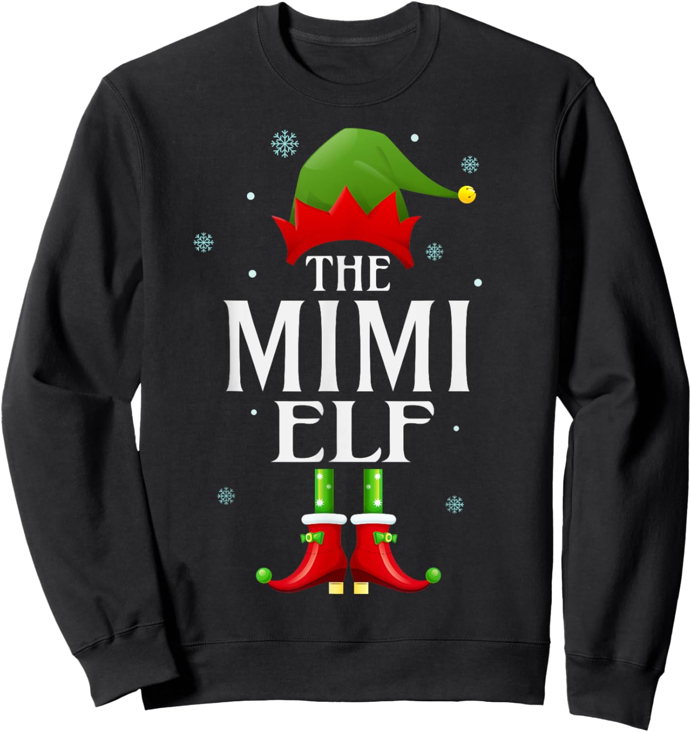 Mimi Elf Xmas Matching Family Group Christmas Party Pajama Sweatshirt - Sweatshirt | Black