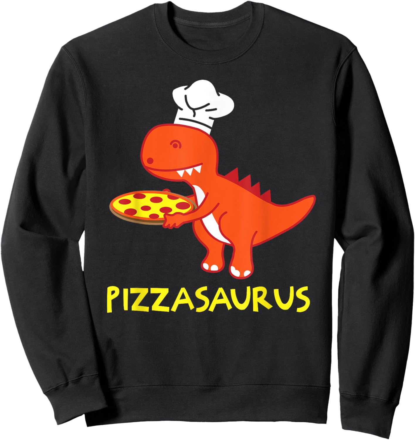Pizzasaurus T-Rex Dinosaur Pepperoni Pizza Halloween Funny Sweatshirt - Sweatshirt | Black