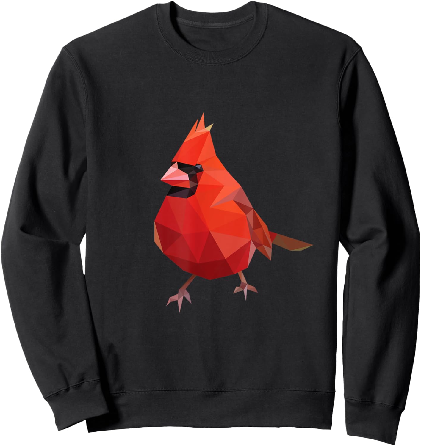 Northern Cardinal Bird Shirt Geometric Bird Lover Birder Sweatshirt - Sweatshirt | Black