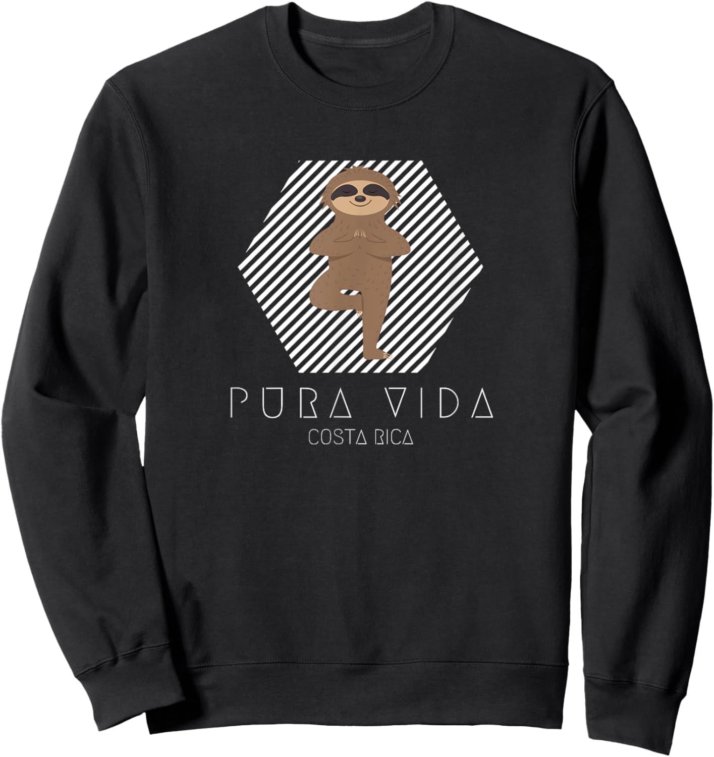 Costa Rica Yoga Sloth Pura Vida Souvenir Sweatshirt - Sweatshirt | Black