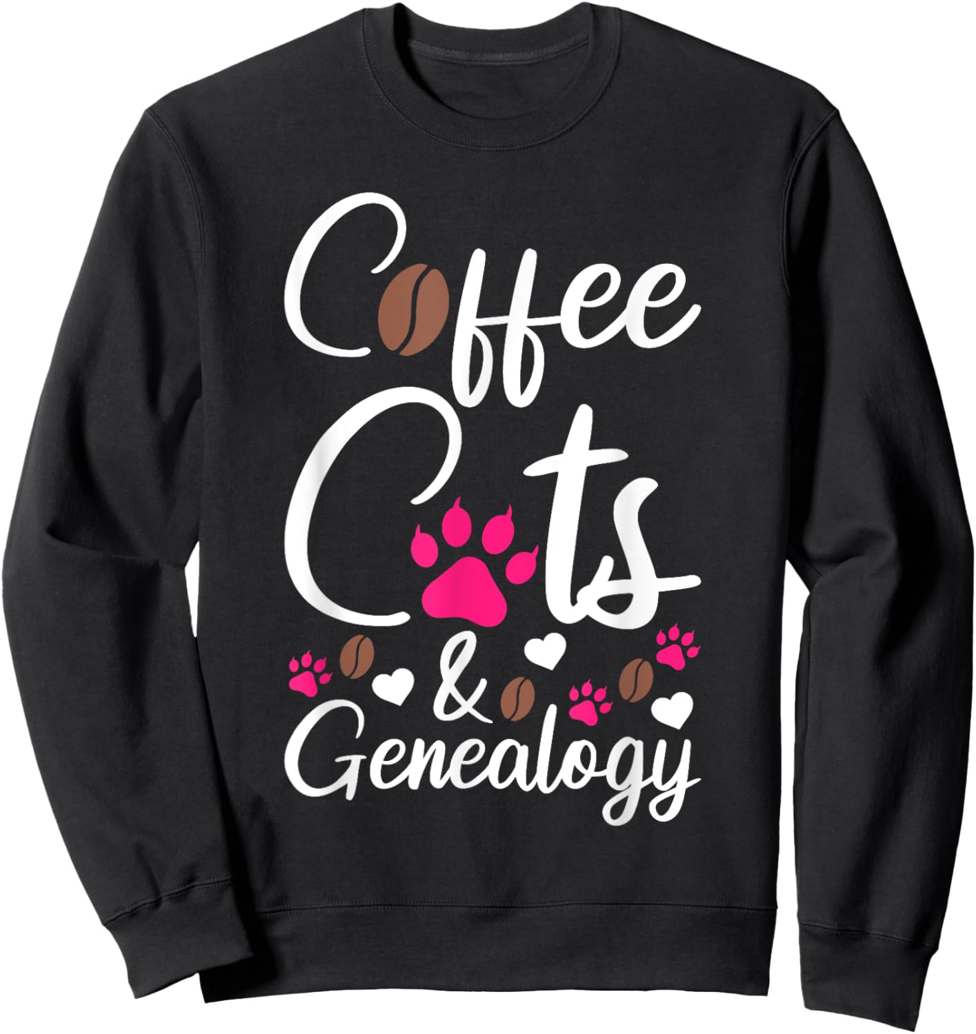 Coffee Cats and Genealogy Ancestry Genealogist Sweatshirt - Sweatshirt | Black