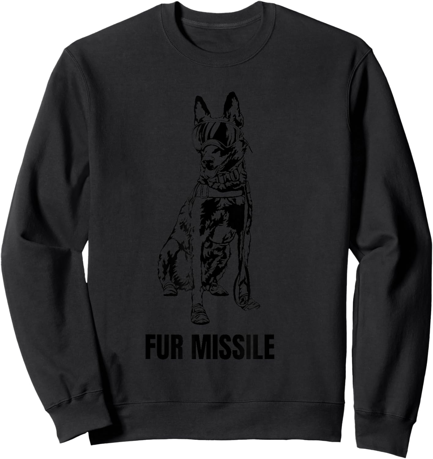 Fur Missile - Funny Black Belgian Malinois Dog Shirt Sweatshirt - Sweatshirt | Black