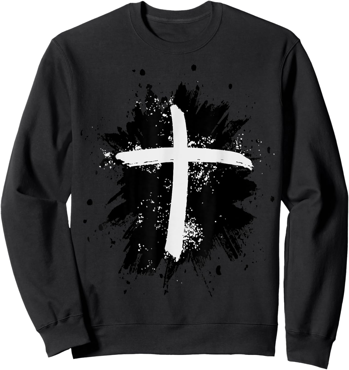 Black and White Jesus Cross Religion Sign Sweatshirt - Sweatshirt | Black
